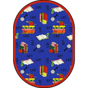Bookworm (Spanish) 5'4" x 7'8" Oval area rug in color Blue
