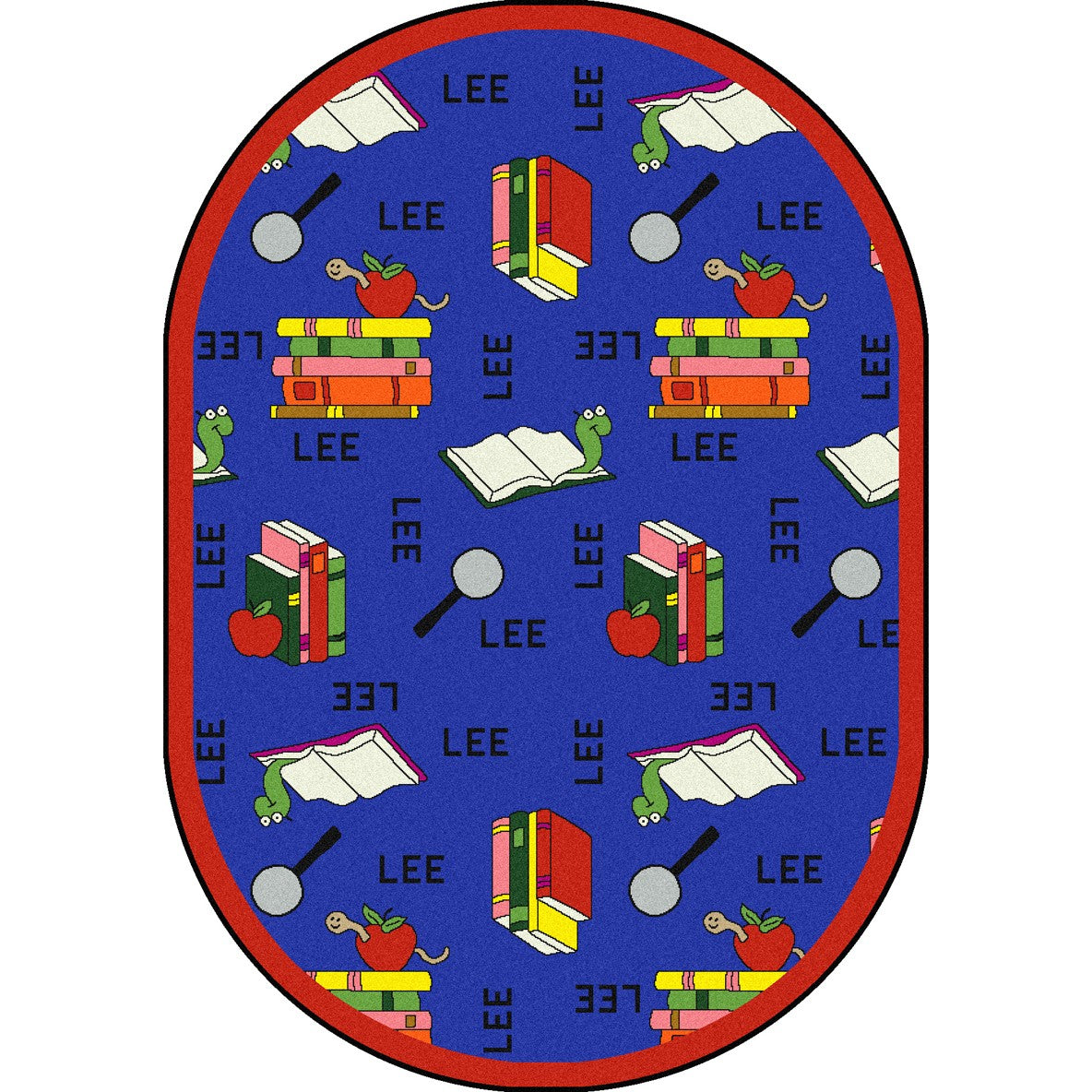 Bookworm (Spanish) 7'8" x 10'9" Oval area rug in color Blue