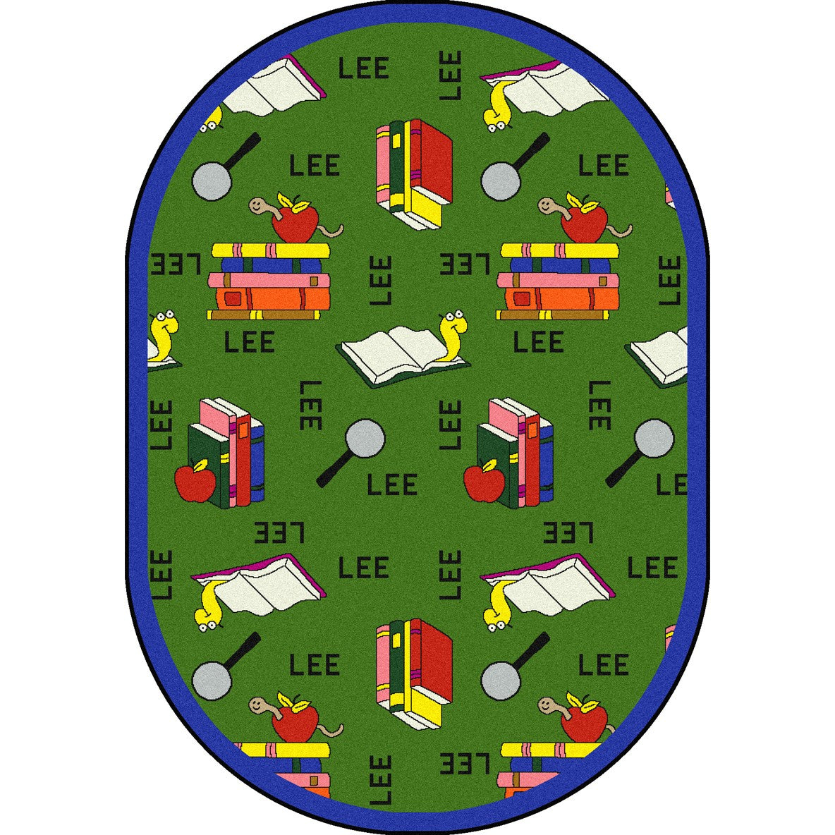 Bookworm (Spanish) 5'4" x 7'8" Oval area rug in color Green