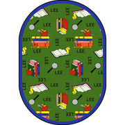 Bookworm (Spanish) 5'4" x 7'8" Oval area rug in color Green