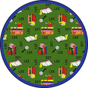Bookworm (Spanish) 7'7" Round area rug in color Green