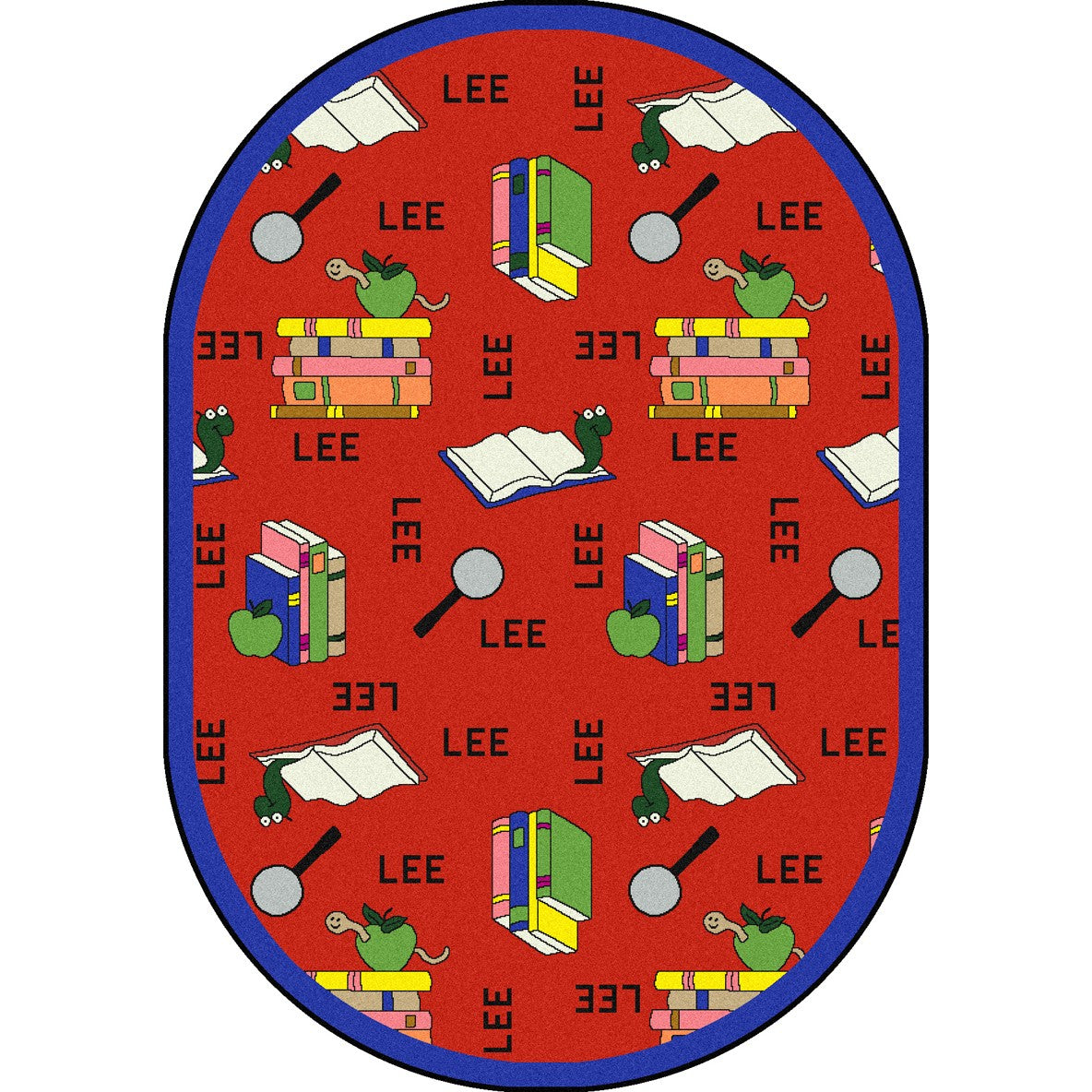 Bookworm (Spanish) 5'4" x 7'8" Oval area rug in color Red