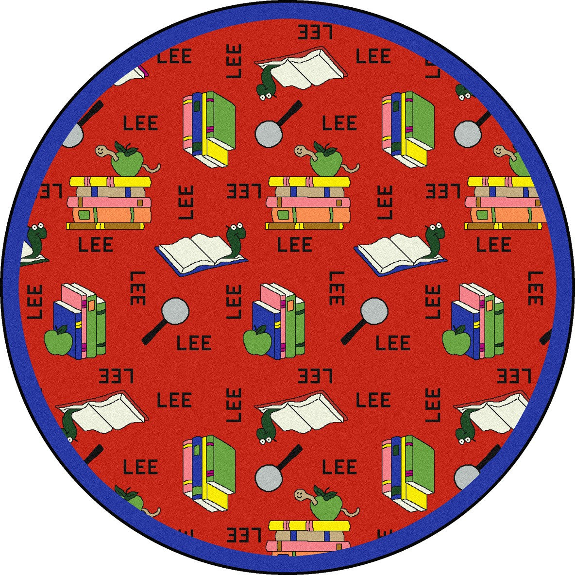 Bookworm (Spanish) 7'7" Round area rug in color Red