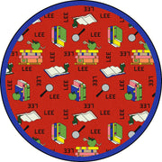 Bookworm (Spanish) 7'7" Round area rug in color Red