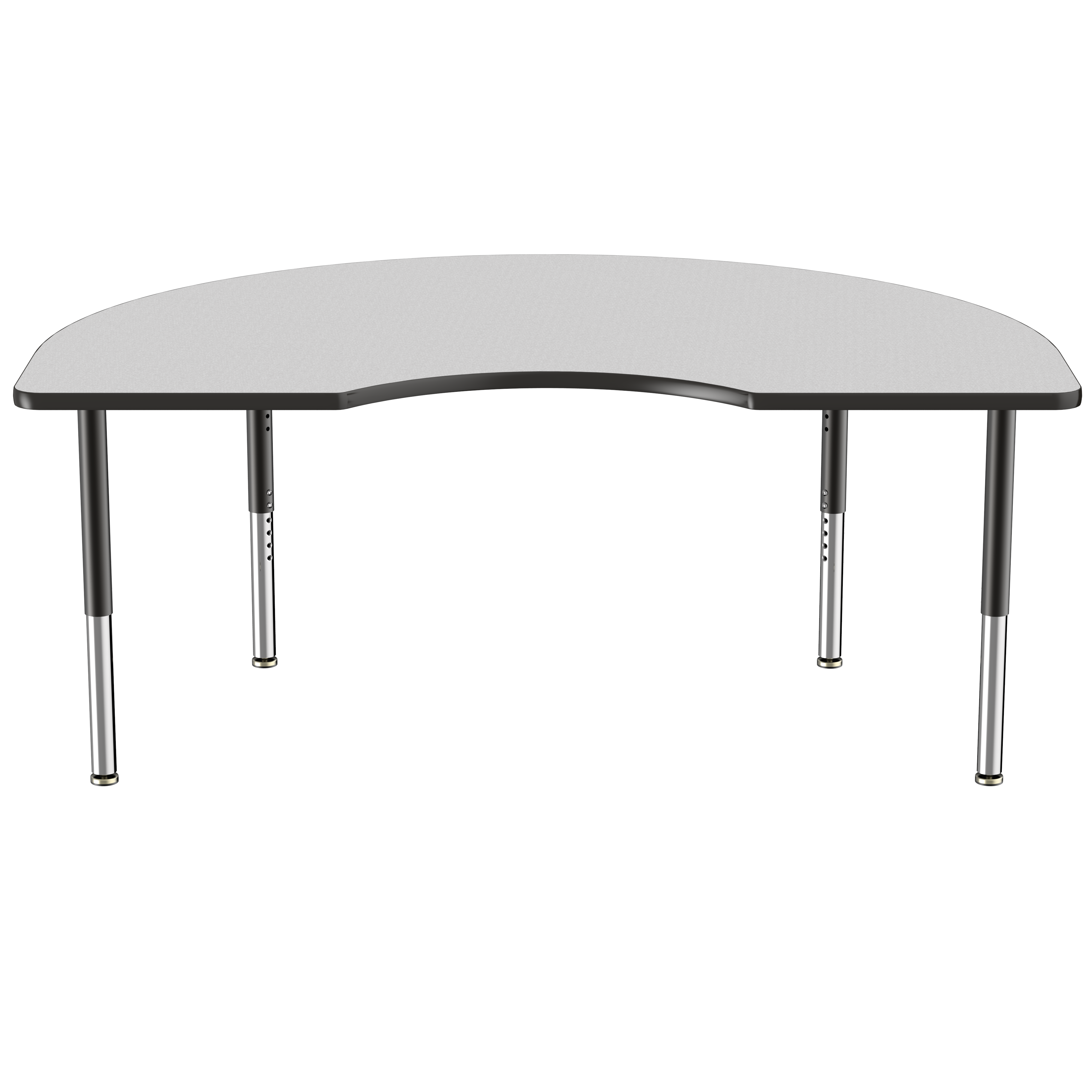 48" x 72" Kidney Thermofused Activity Table with Adjustable Super Legs - Gray/Black