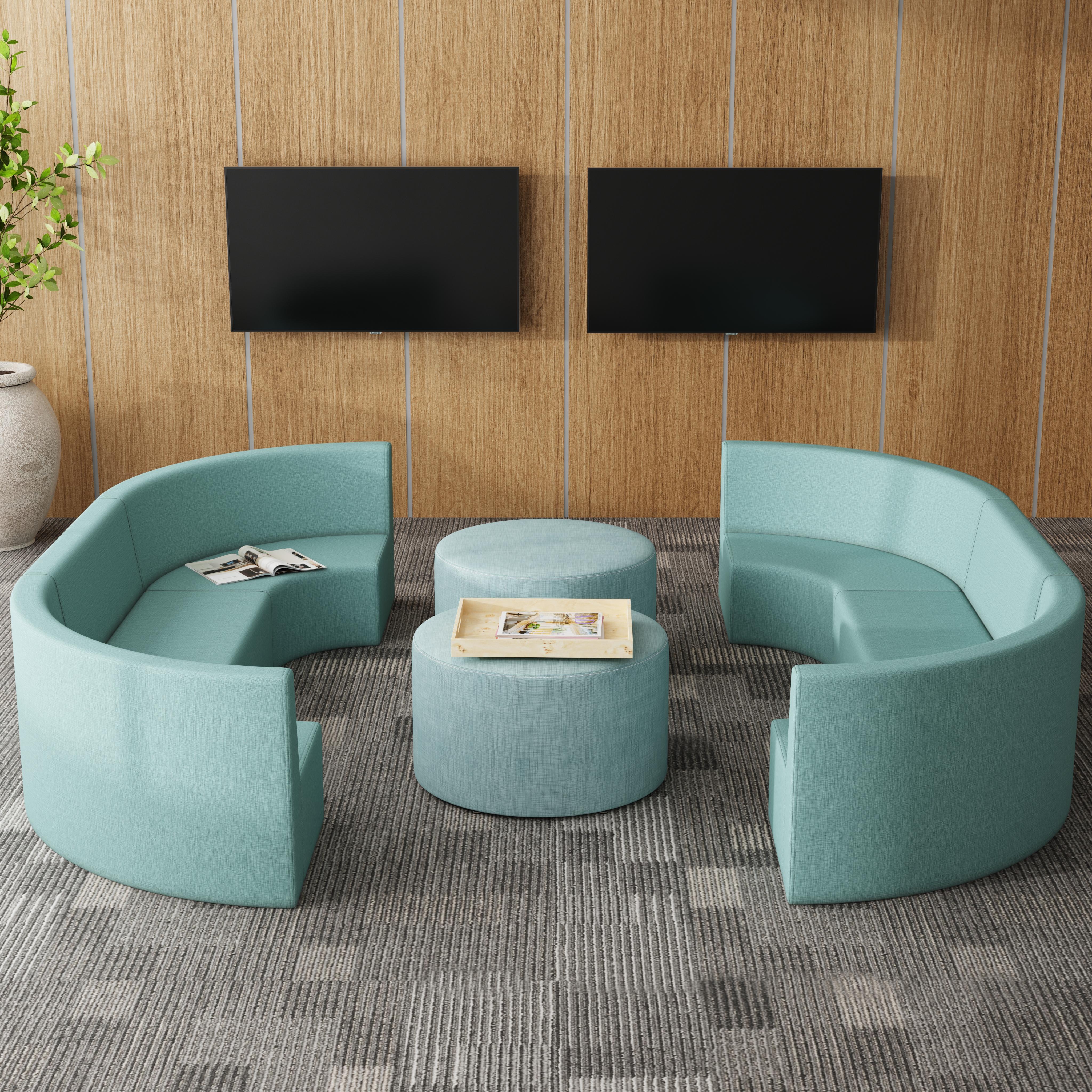 Pro Series Upholstered 30" Round Ottoman 18" Height - Sky Blue Crosshatch