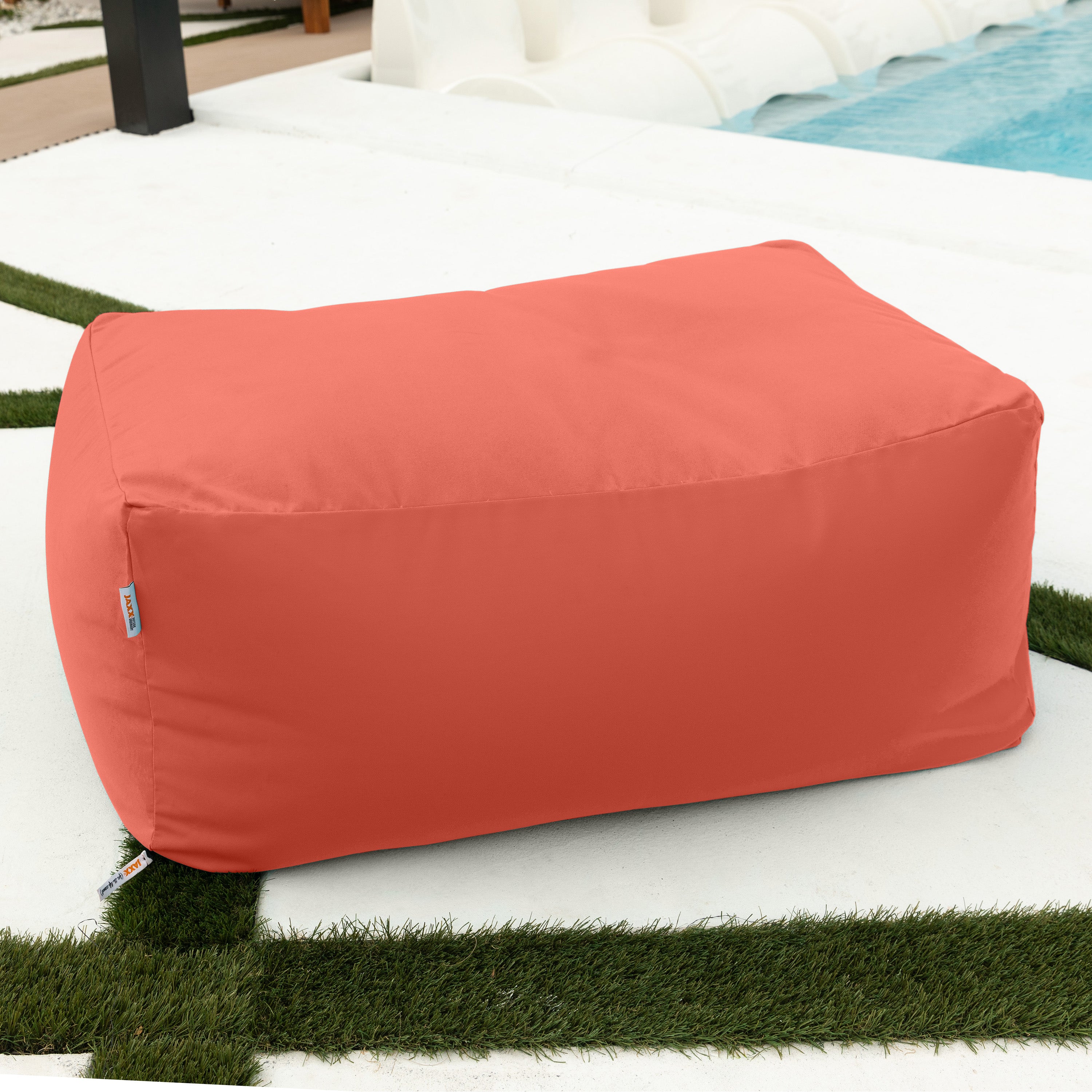 Jaxx Tybee Large Outdoor Ottoman (Ottoman Only) - Sunbrella - Sunbrella Flamingo