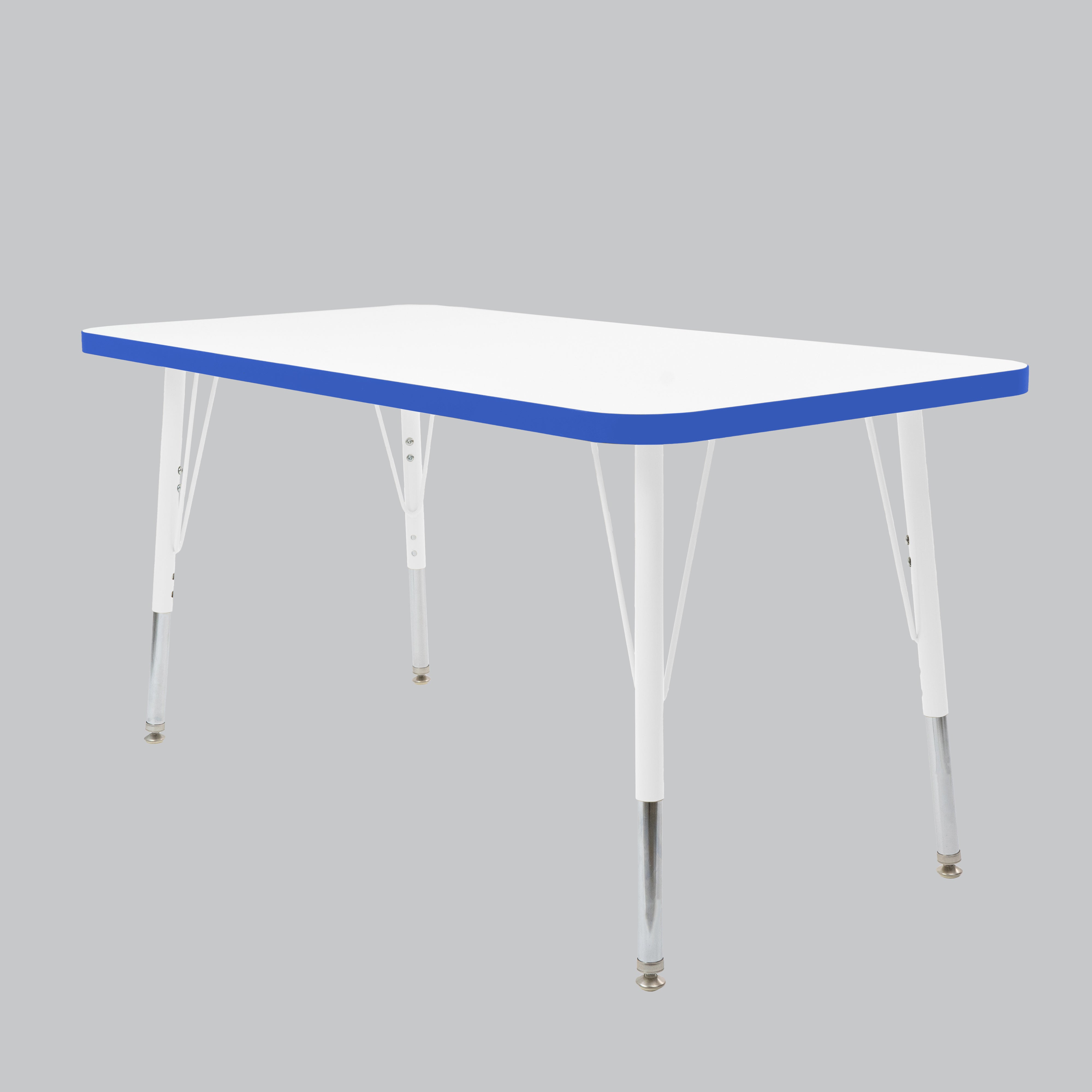 24" x 48" Rectangle Thermofused Activity Table with Adjustable Standard Swivel Glide Legs - White/Blue/White