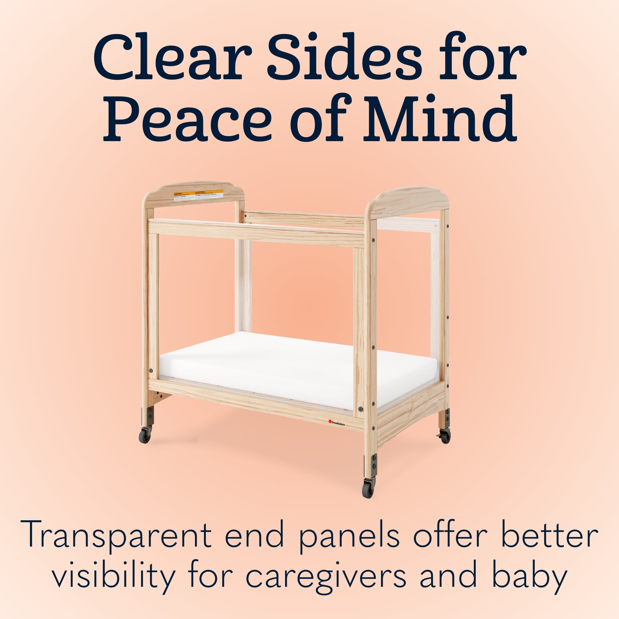 Next Gen Serenity® 4 Panel Clearview Fixed-Side Compact Crib, Natural