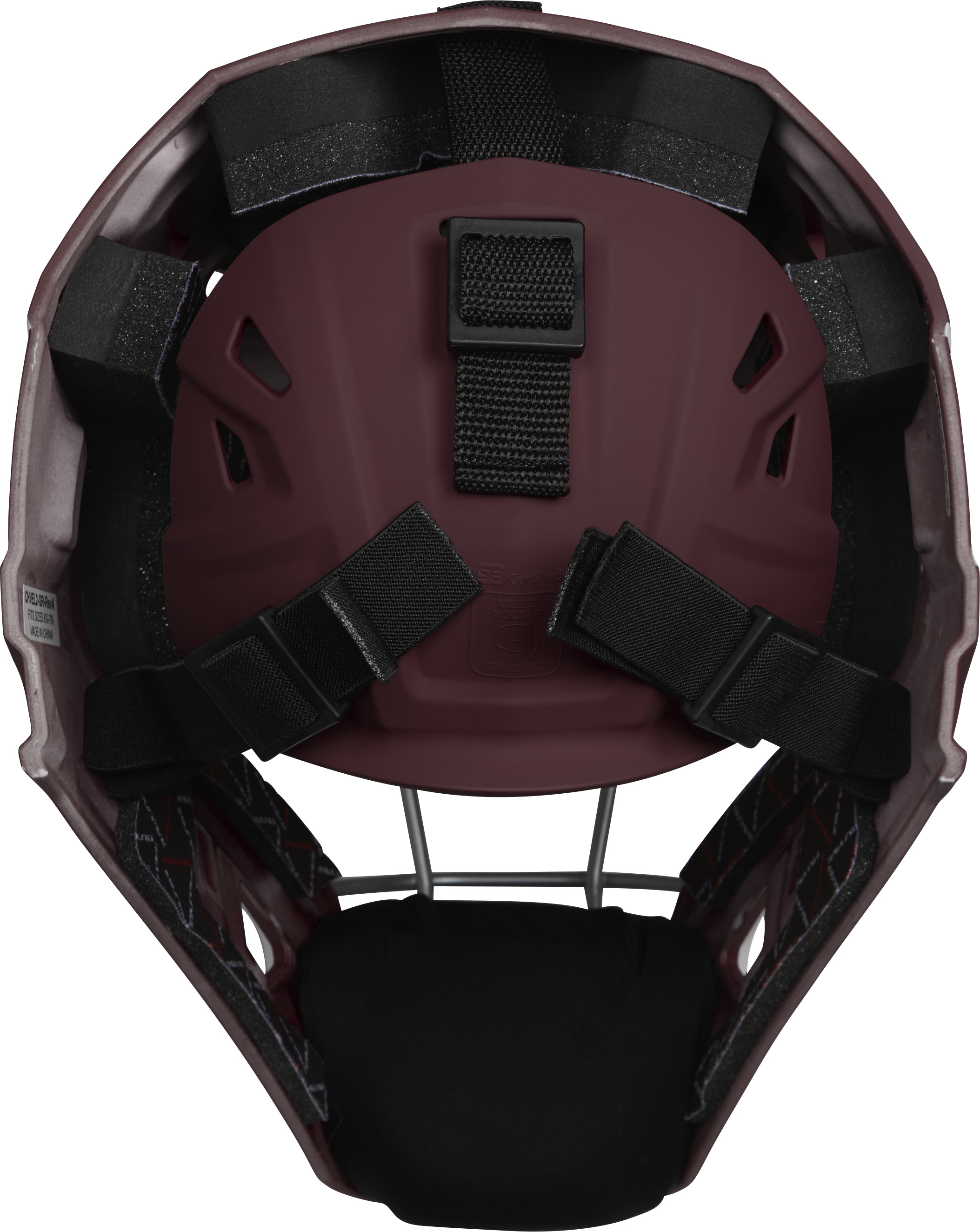 Rawlings Velo 2.0 Matte Senior Catchers Helmet - Maroon/White