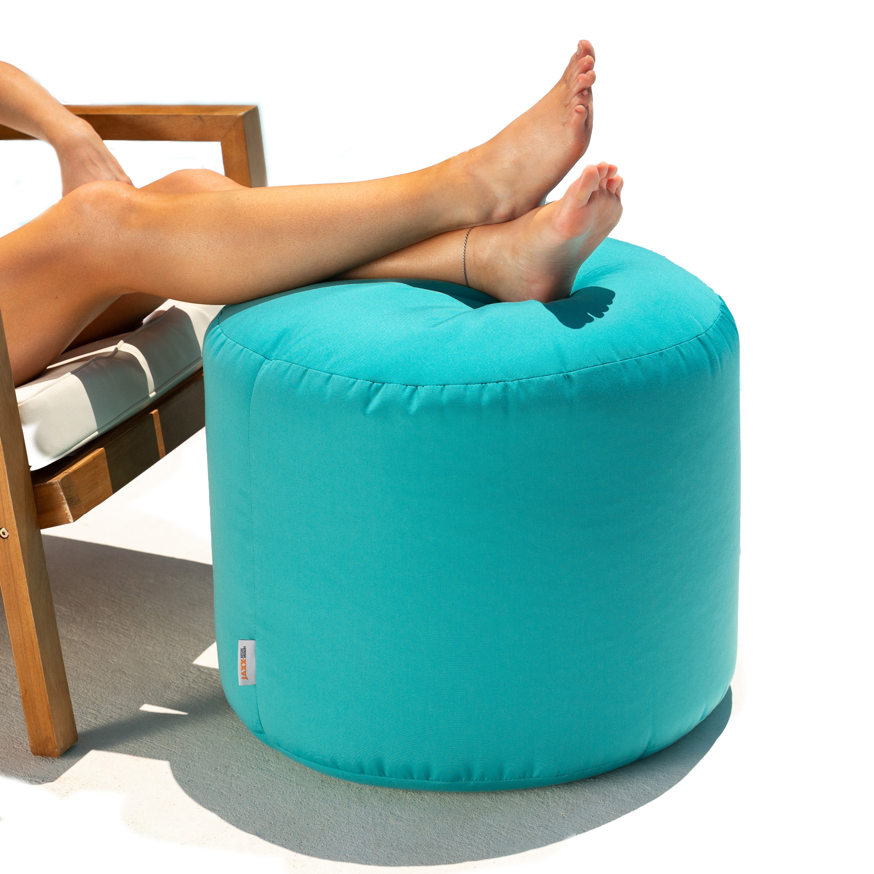 Jaxx Spring Indoor / Outdoor Bean Bag Pouf Ottoman, Light Blue