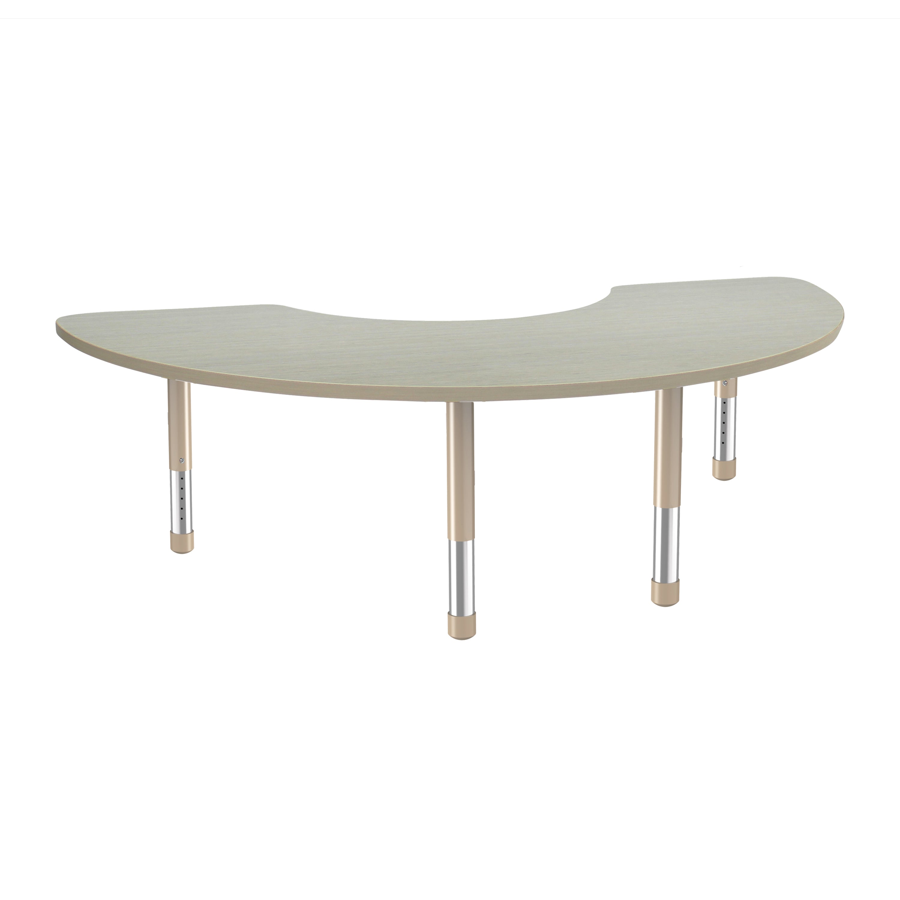 36" x 72" Half Moon Woodgrain Activity Table with Adjustable Chunky Legs - Asian Sand/Sand
