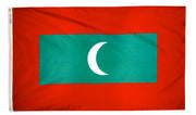 Maldives Flag 5x8 ft. Nylon SolarGuard Nyl-Glo 100% Made in USA to Official United Nations Design Specifications.