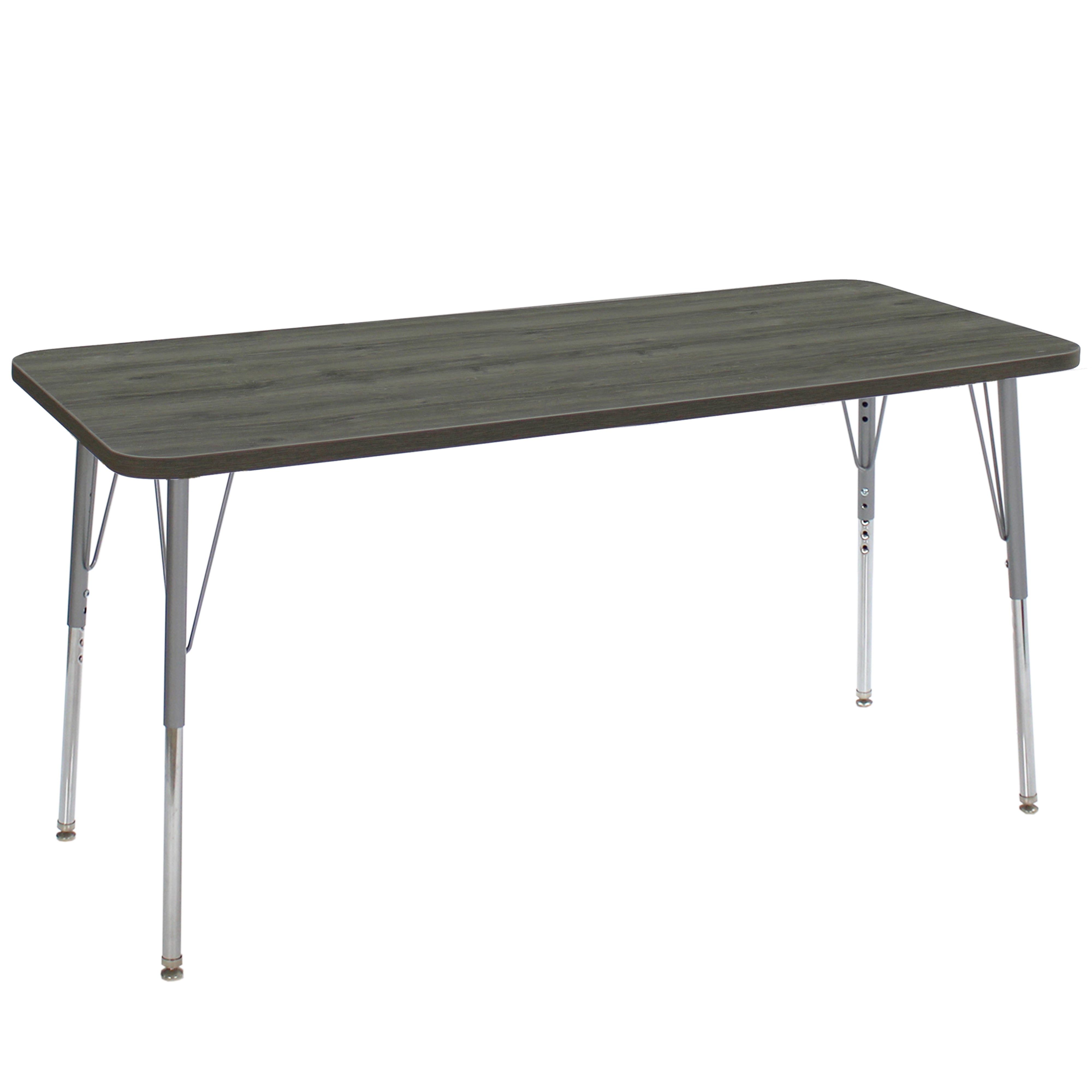 24" x 60" Rectangle La Madera Activity Table with Standard Legs - Gray Wood/Silver