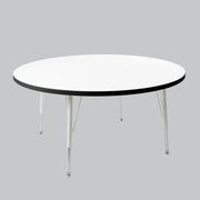 48" Round Thermofused Activity Table with Adjustable Standard Swivel Glide Legs - White/Black/White