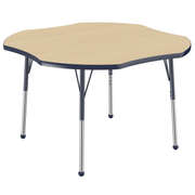 48" x 48" Clover T-Molding Activity Table with Adjustable Standard Ball Glide Legs - Maple/Navy