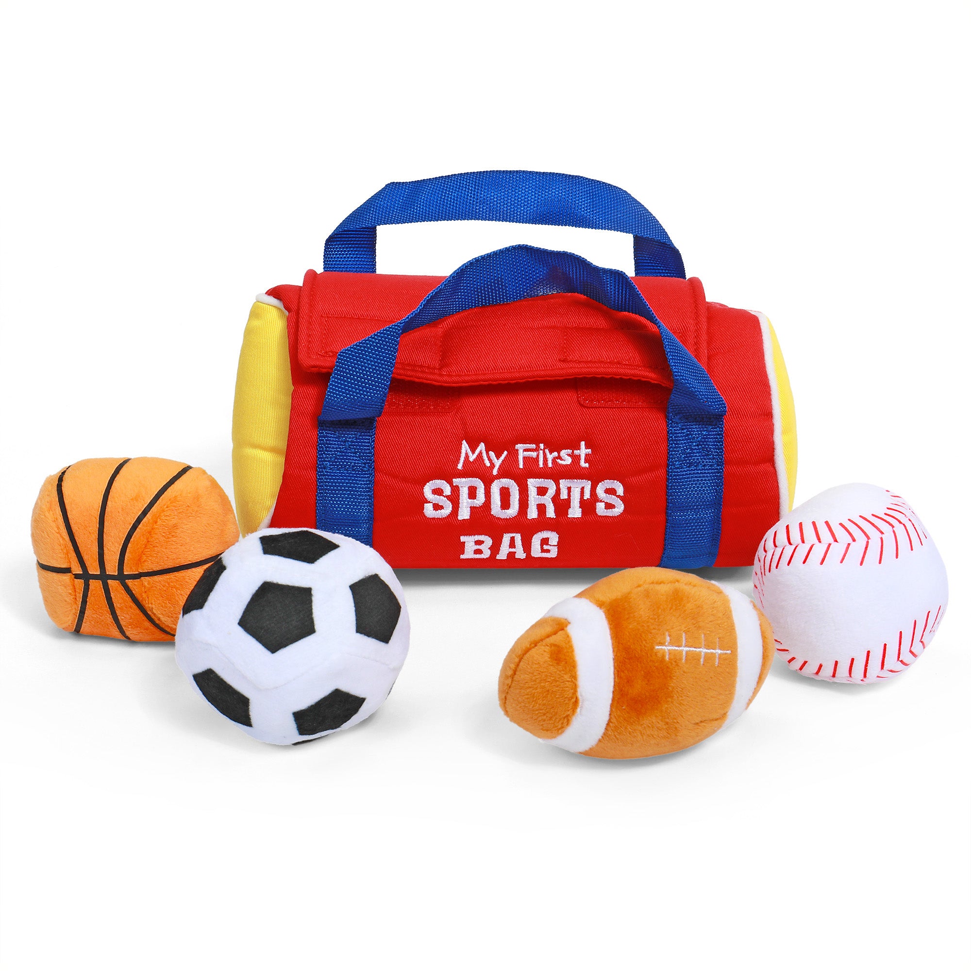 Baby GUND My First Sports Bag Stuffed Plush Playset, Baby Gift Toys for Boys and Girls Ages 1 & Up, 5 Piece, 8"