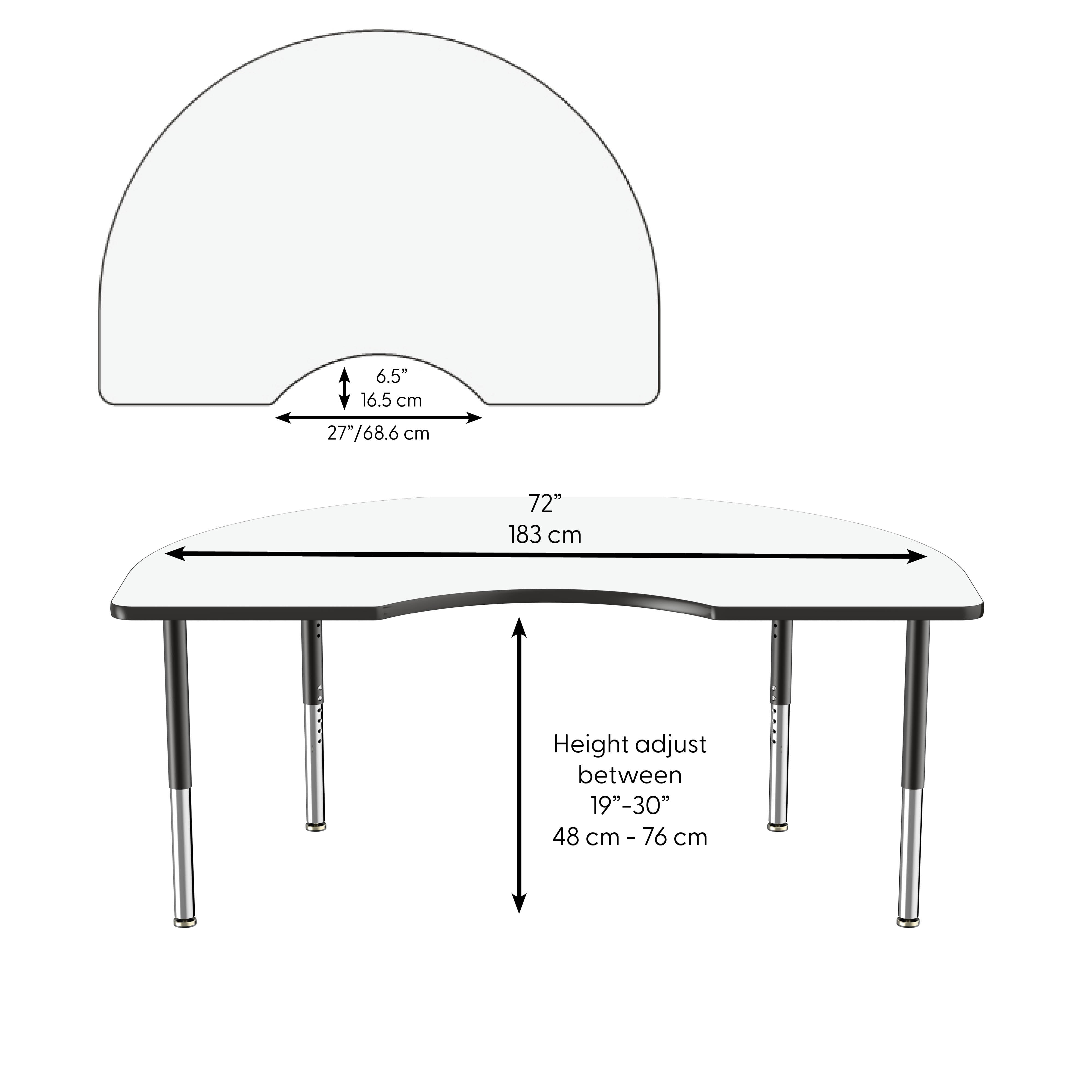 48" x 72" Kidney Dry-Erase Activity Table with Adjustable Super Legs - Whiteboard/Black