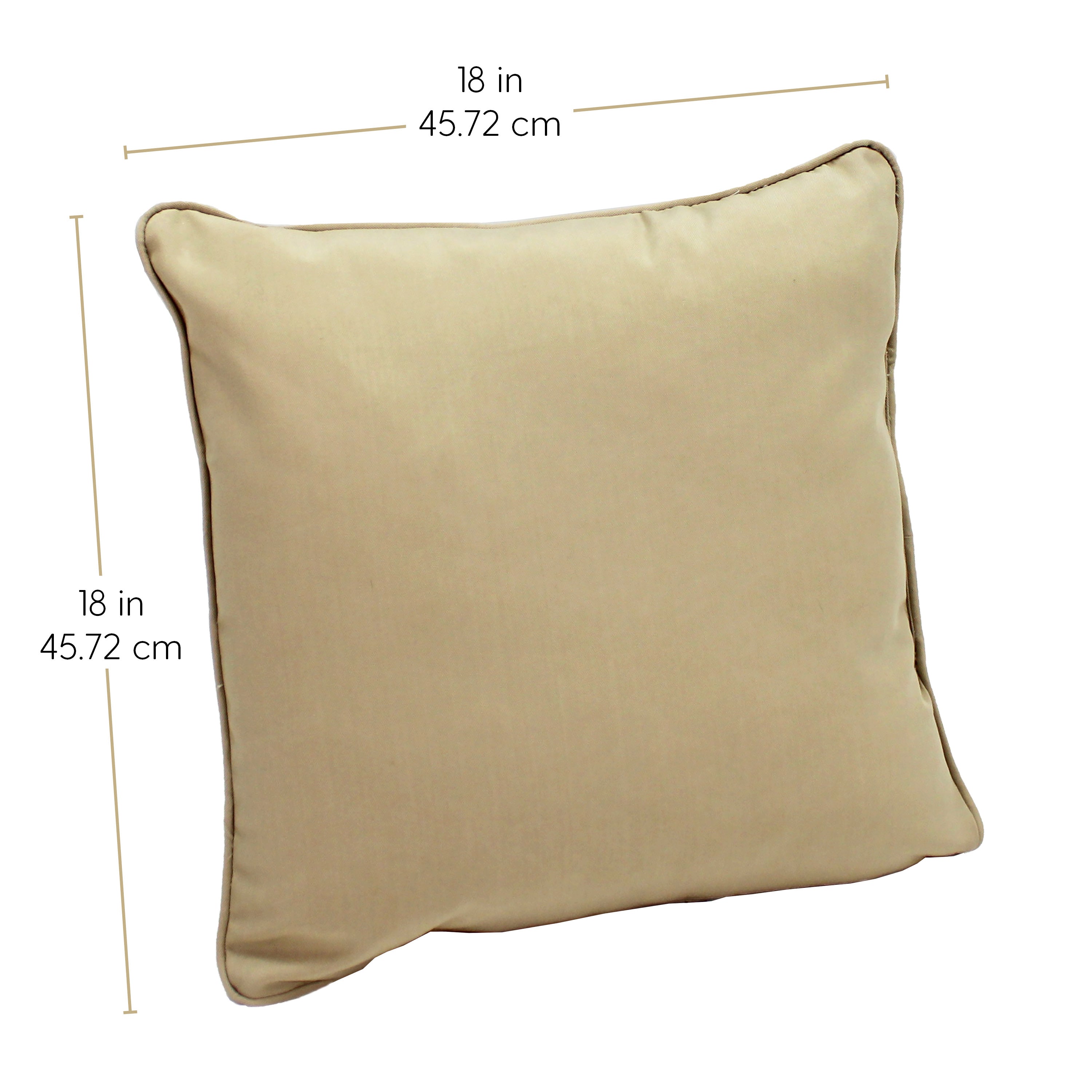 Presidio 18"x 18" Square Indoor/Outdoor Pillow with Piping, 2-Piece - Beige Sand