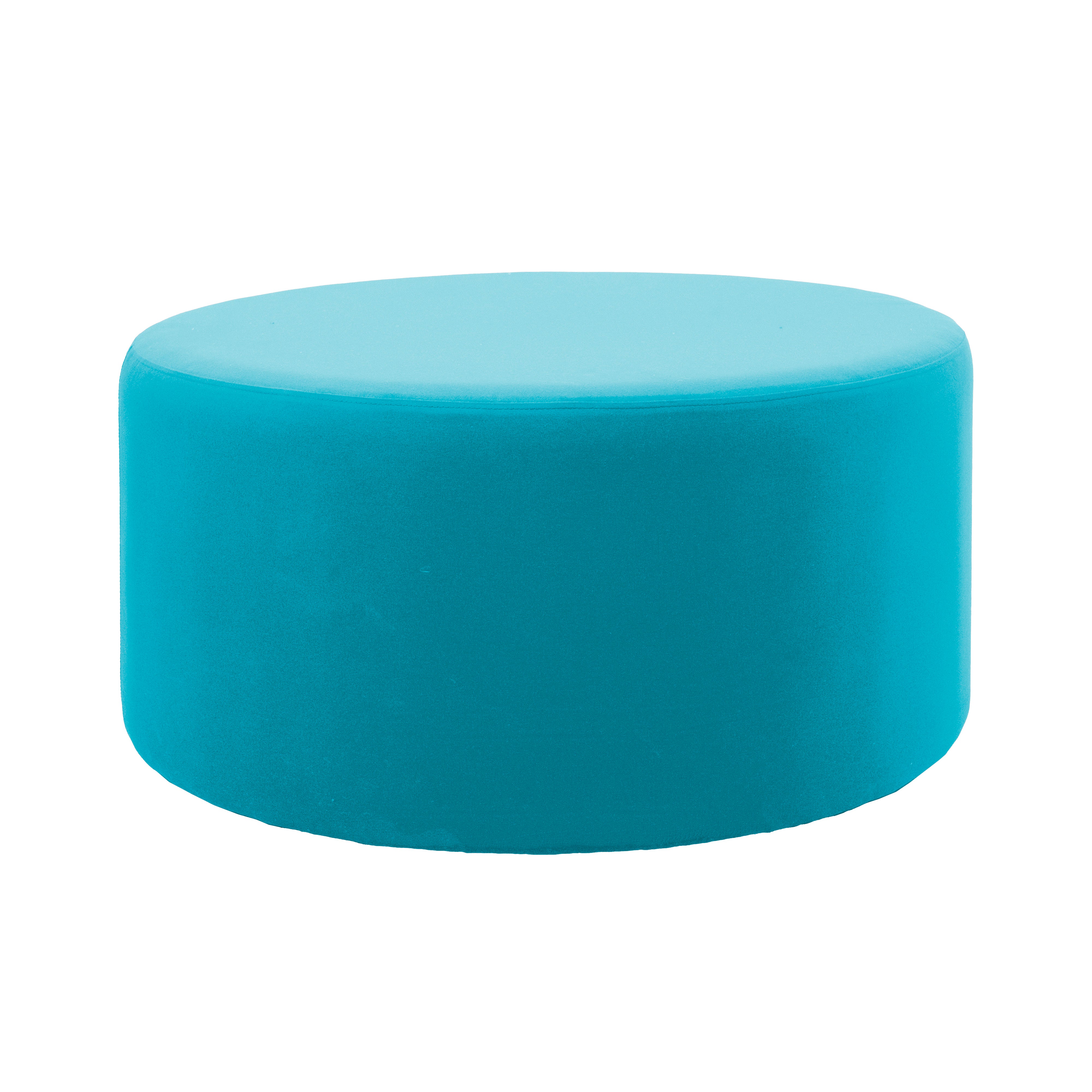Outdoor 36" Round Ottoman with Sunbrella®, 18" H - Canvas Aruba