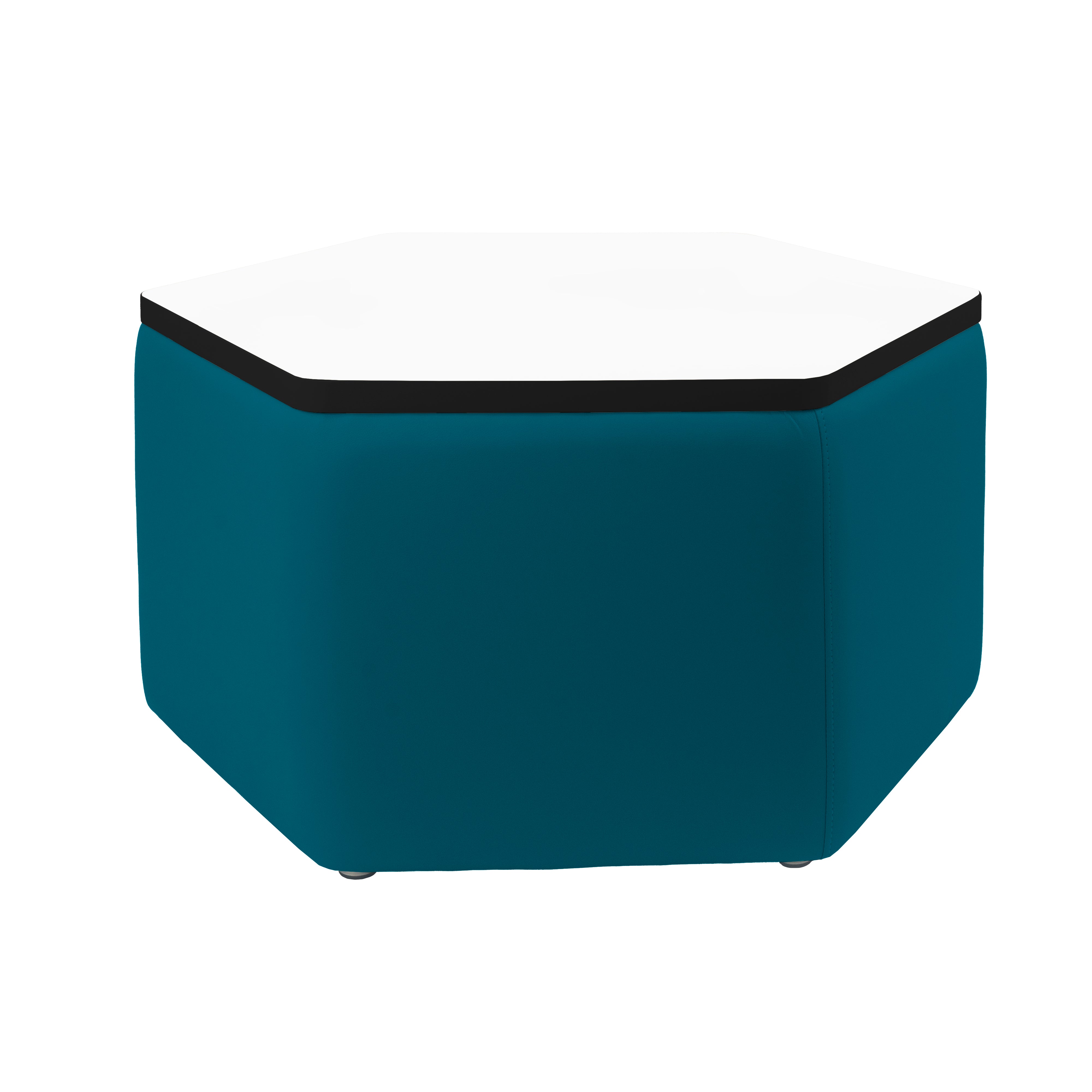 Pro Series Upholstered Hexagon Dry-Erase Ottoman Table 18" Height - Teal/Whiteboard