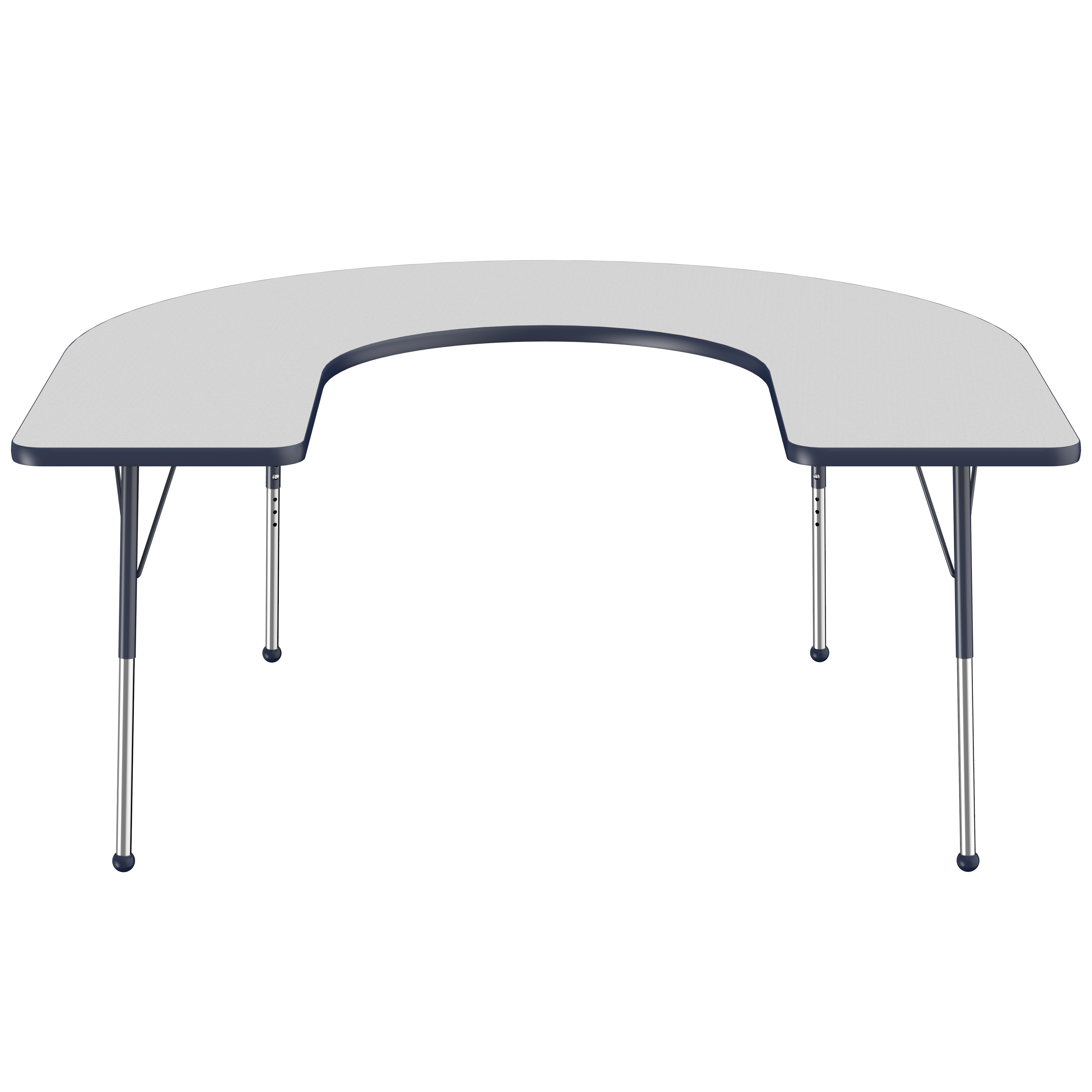 60" x 66" Horseshoe T-Molding Activity Table with Adjustable Standard Ball Glide Legs - Gray/Navy