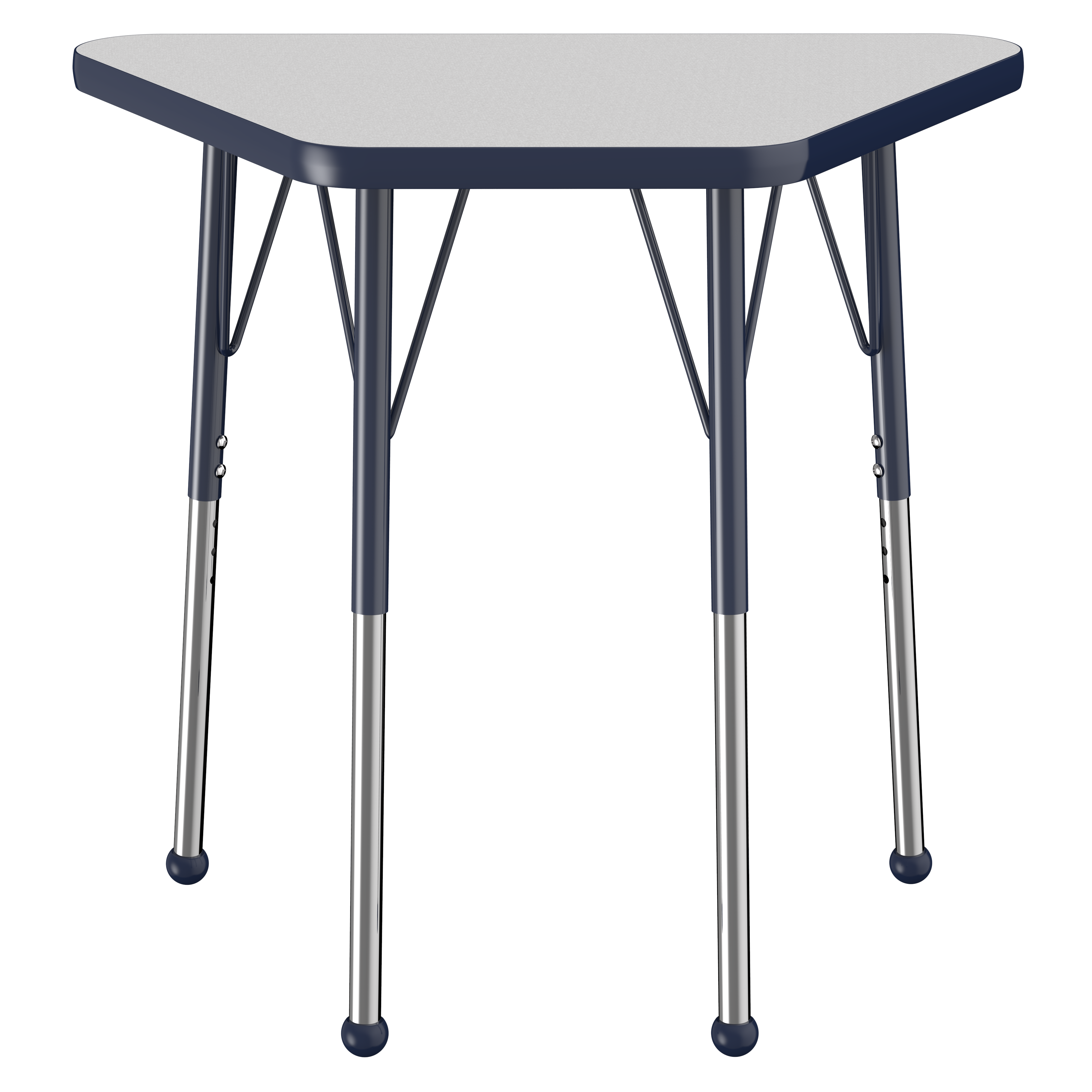 18" x 30" Trapezoid T-Molding Activity Table with Adjustable Standard Ball Glide Legs - Gray/Navy
