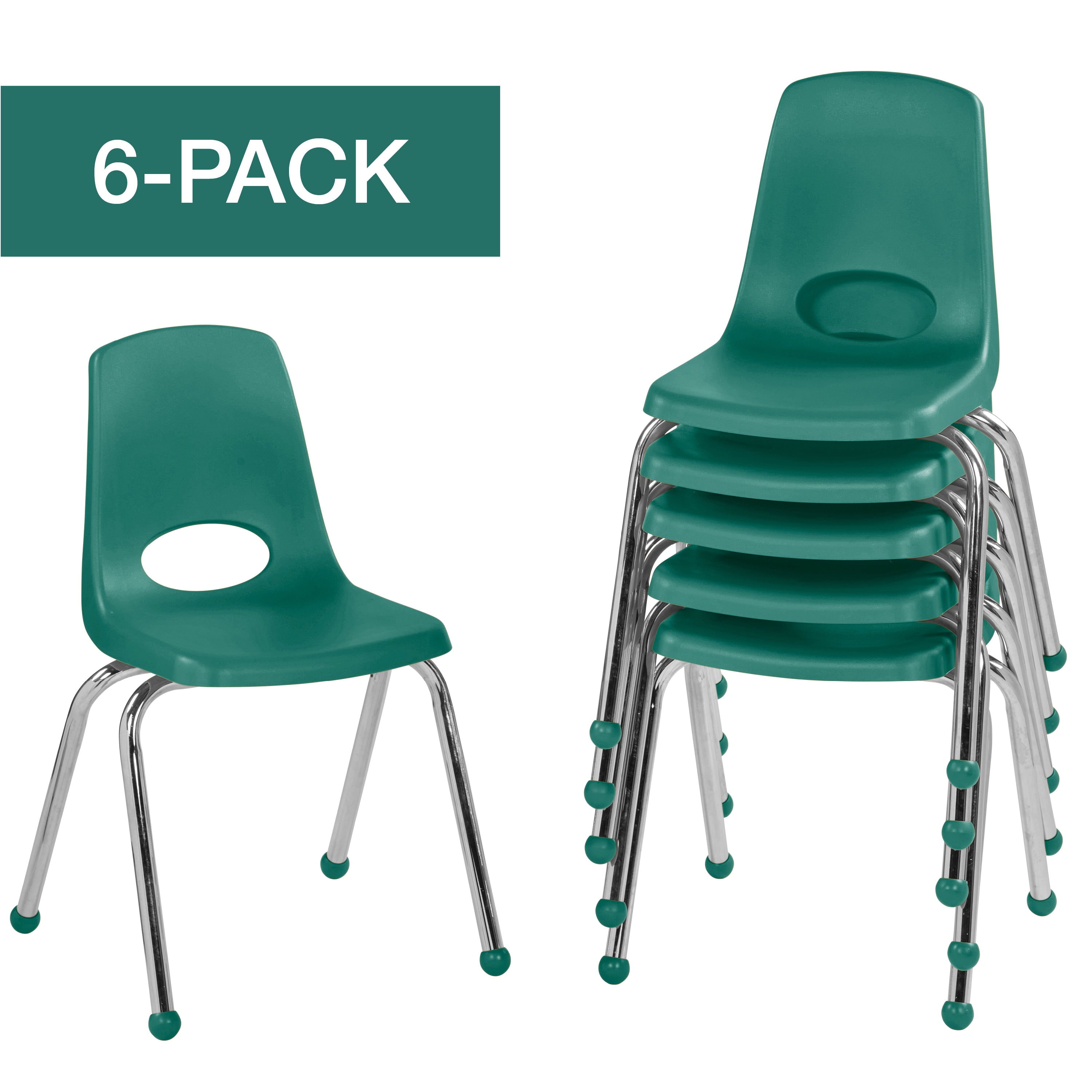 16" Stack Chair with Ball Glides - Green