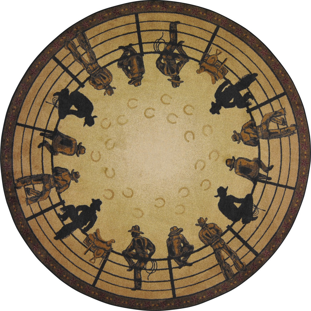 Breaking Horses 7'7" Round area rug in color Multi