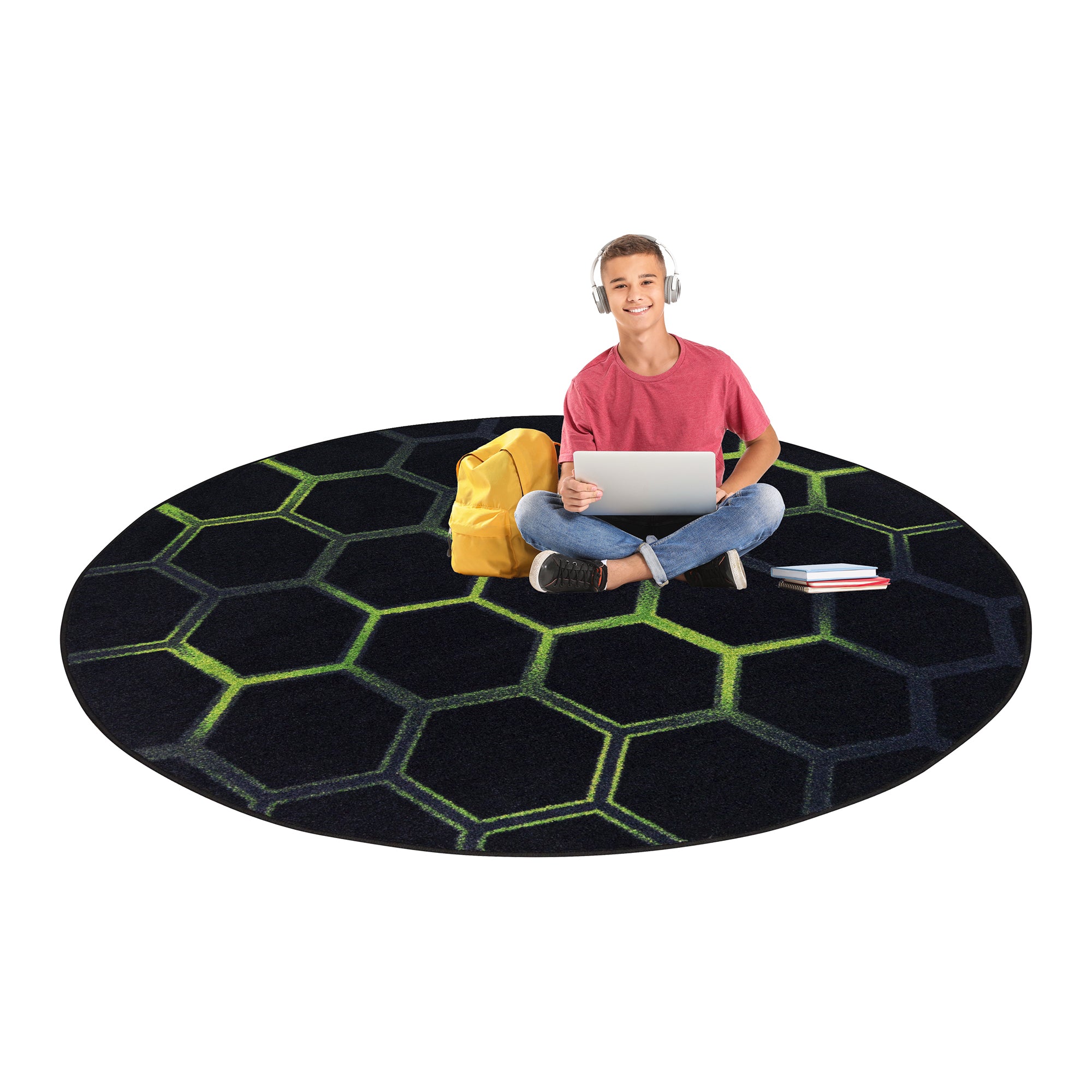 Breakout 5'4" Round area rug in color Emerald