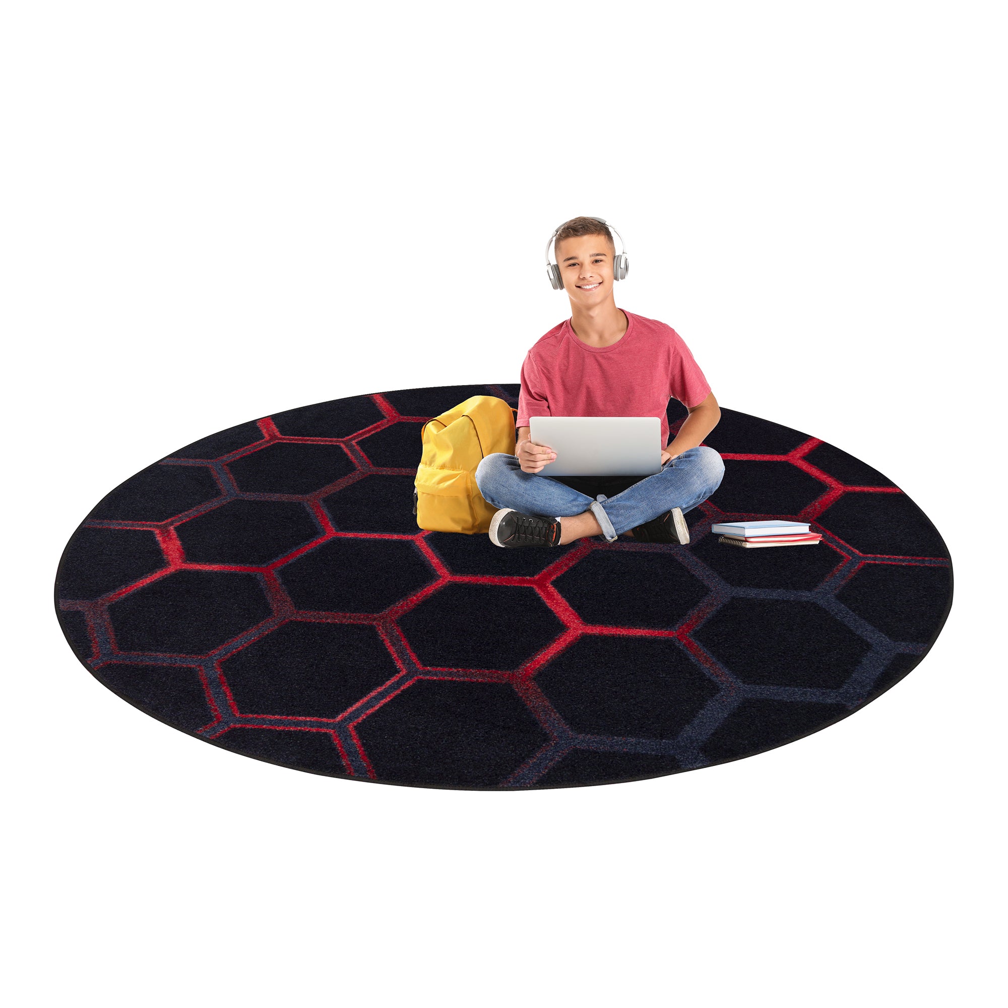 Breakout 7'7" Round area rug in color Ruby