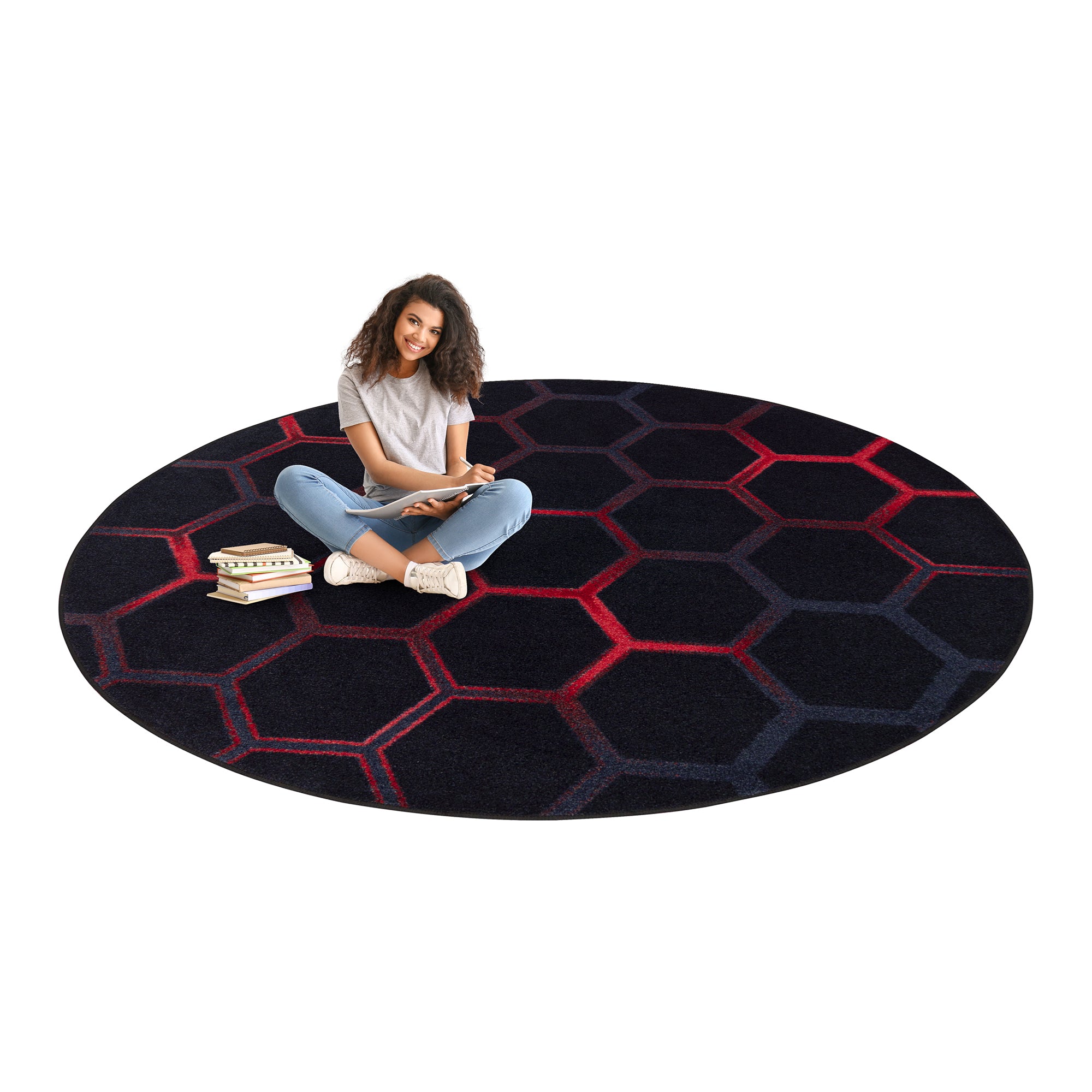 Breakout 13'2" Round area rug in color Ruby