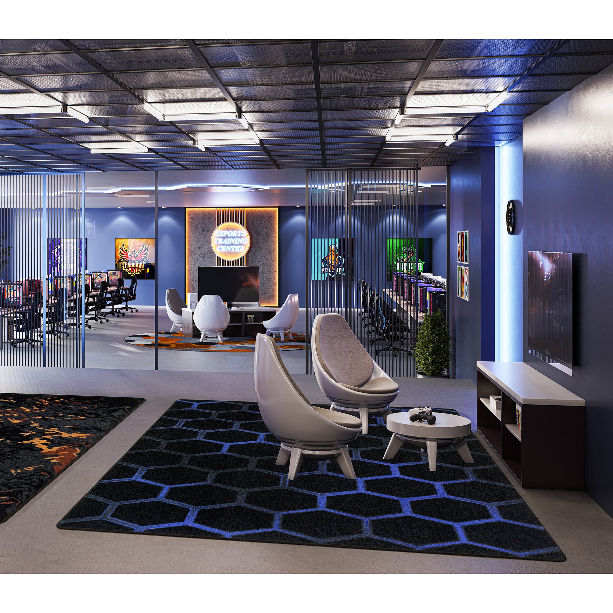 Breakout 5'4" x 7'8" area rug in color Sapphire