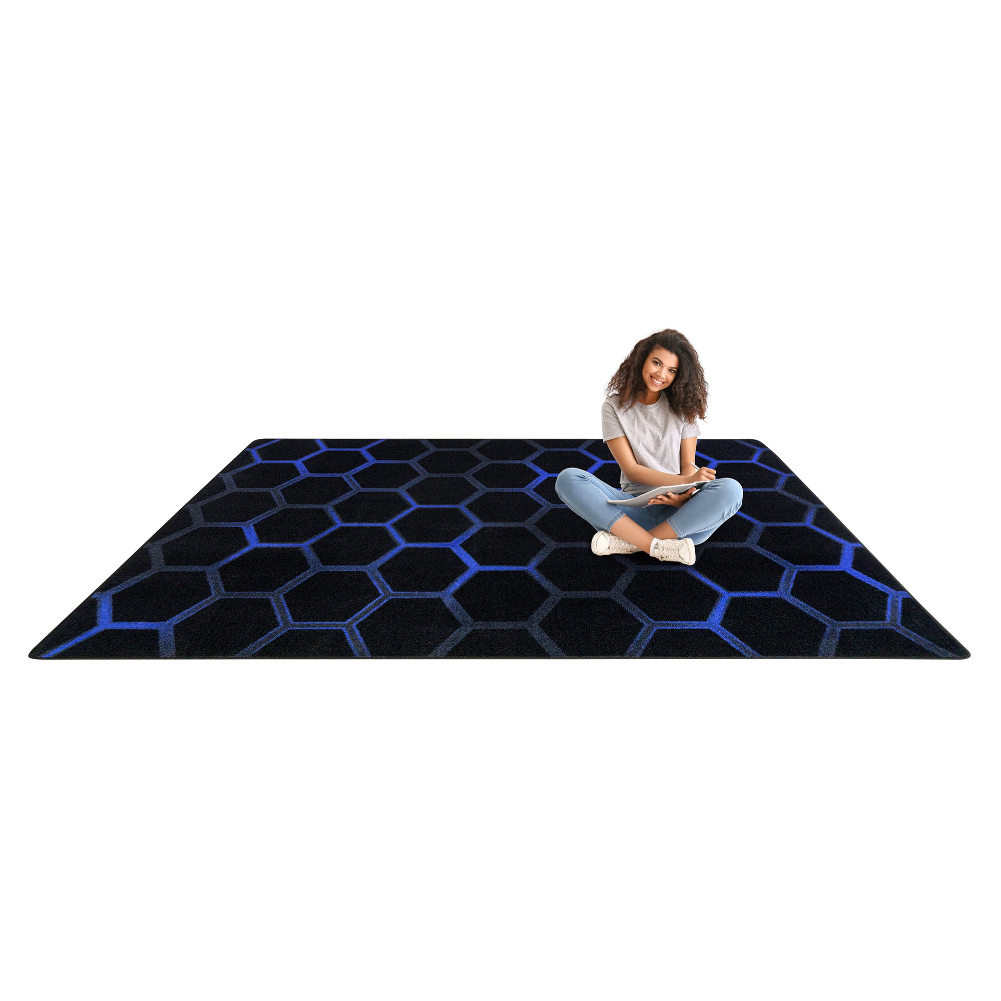 Breakout 5'4" x 7'8" area rug in color Sapphire