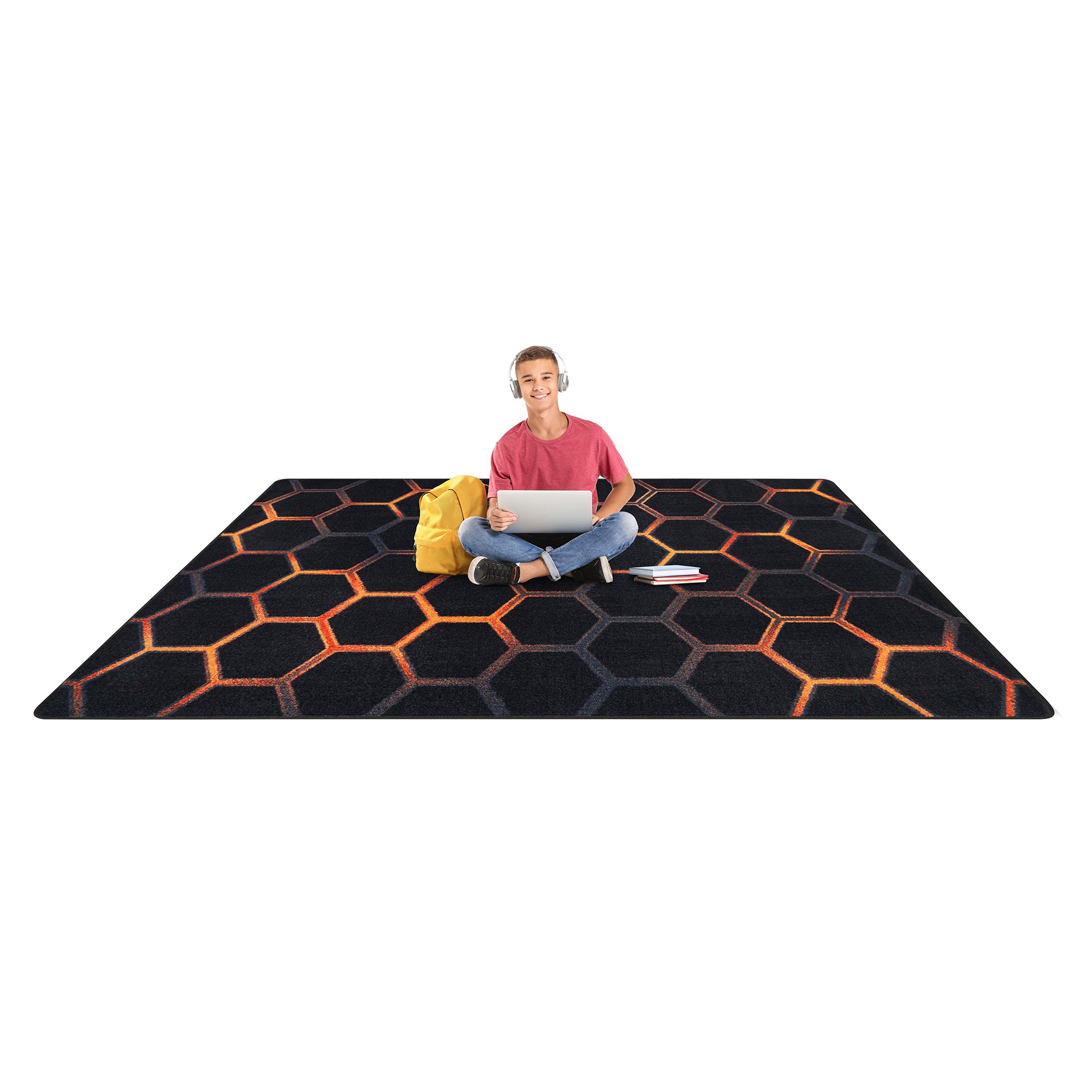 Breakout 7'8" x 10'9" area rug in color Tangerine