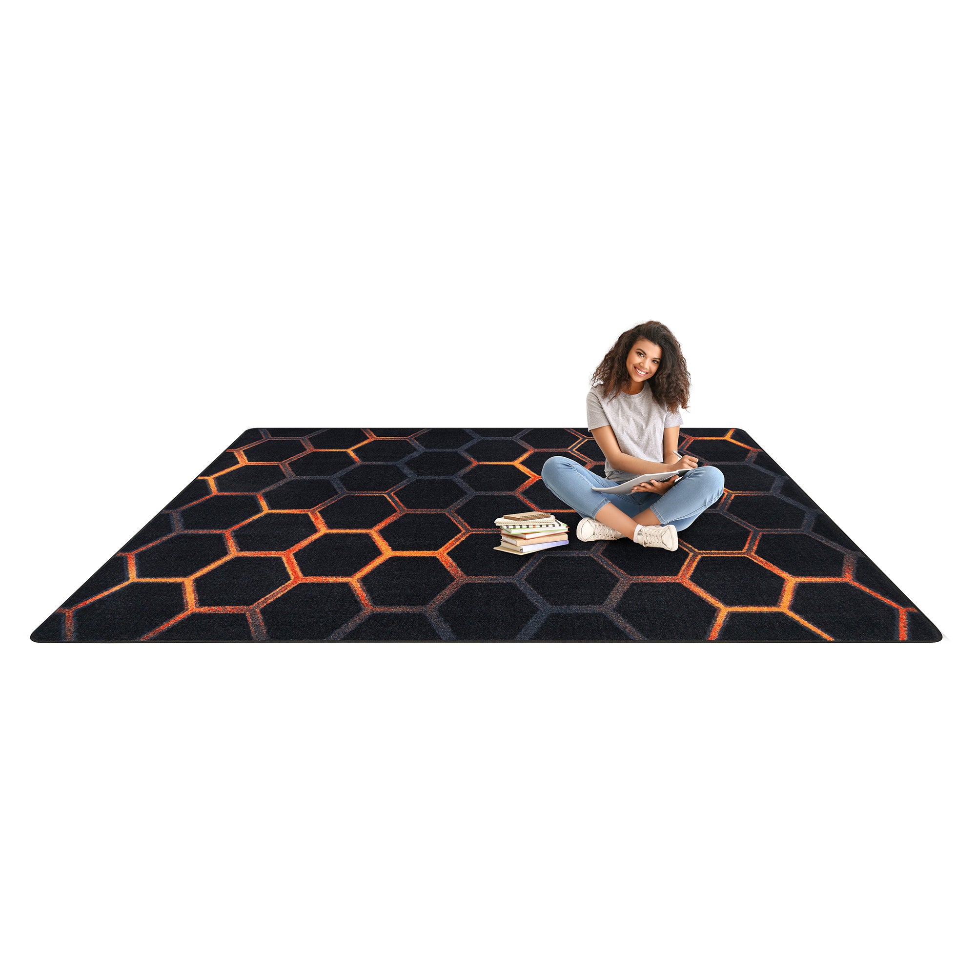 Breakout 7'8" x 10'9" area rug in color Tangerine
