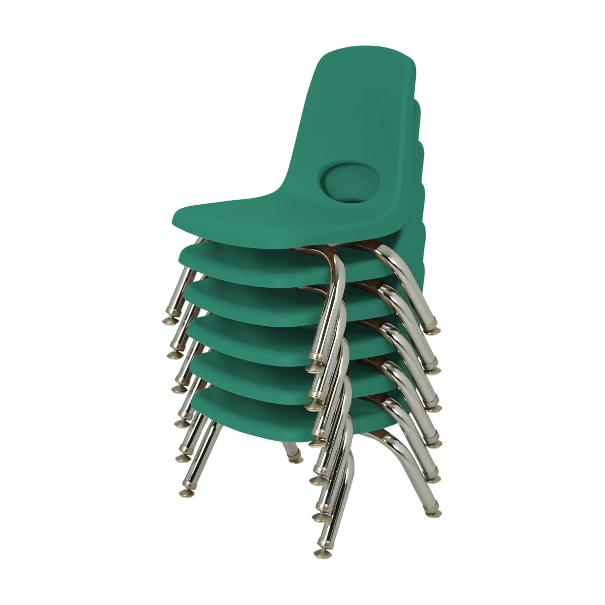 8" Stack Chair with Swivel Glides, 6-Pack - Green