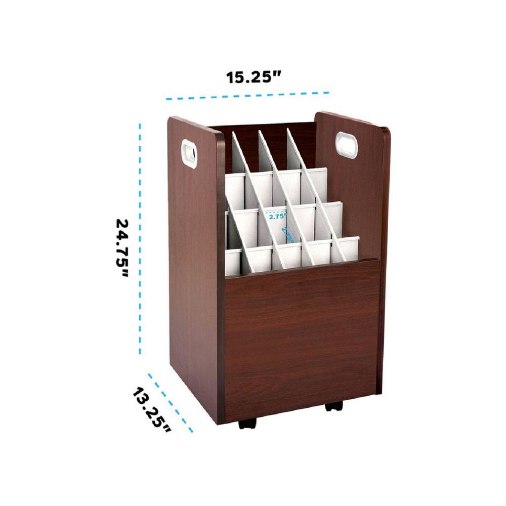 20-Slot Mobile Rolling Wood Blueprint Roll File Large Document Organizer