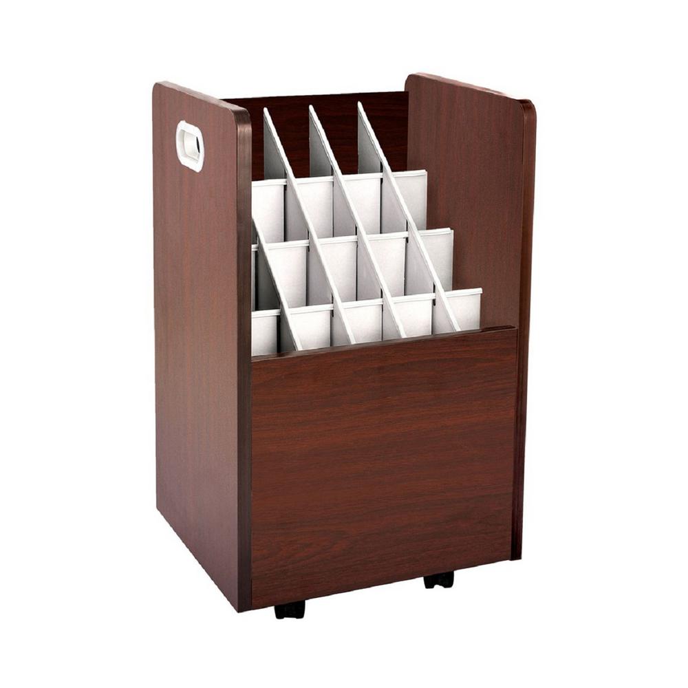 20-Slot Mobile Rolling Wood Blueprint Roll File Large Document Organizer