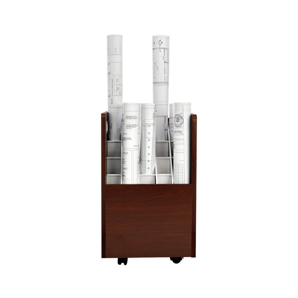 20-Slot Mobile Rolling Wood Blueprint Roll File Large Document Organizer