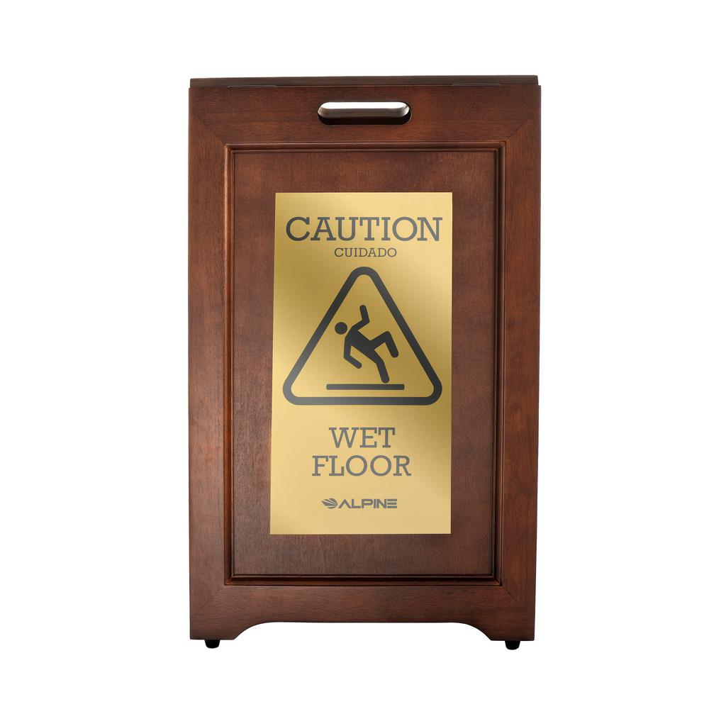 24 in. 2-Sided Brass Plated Wooden Bilingual Wet Floor Sign 2 Pack