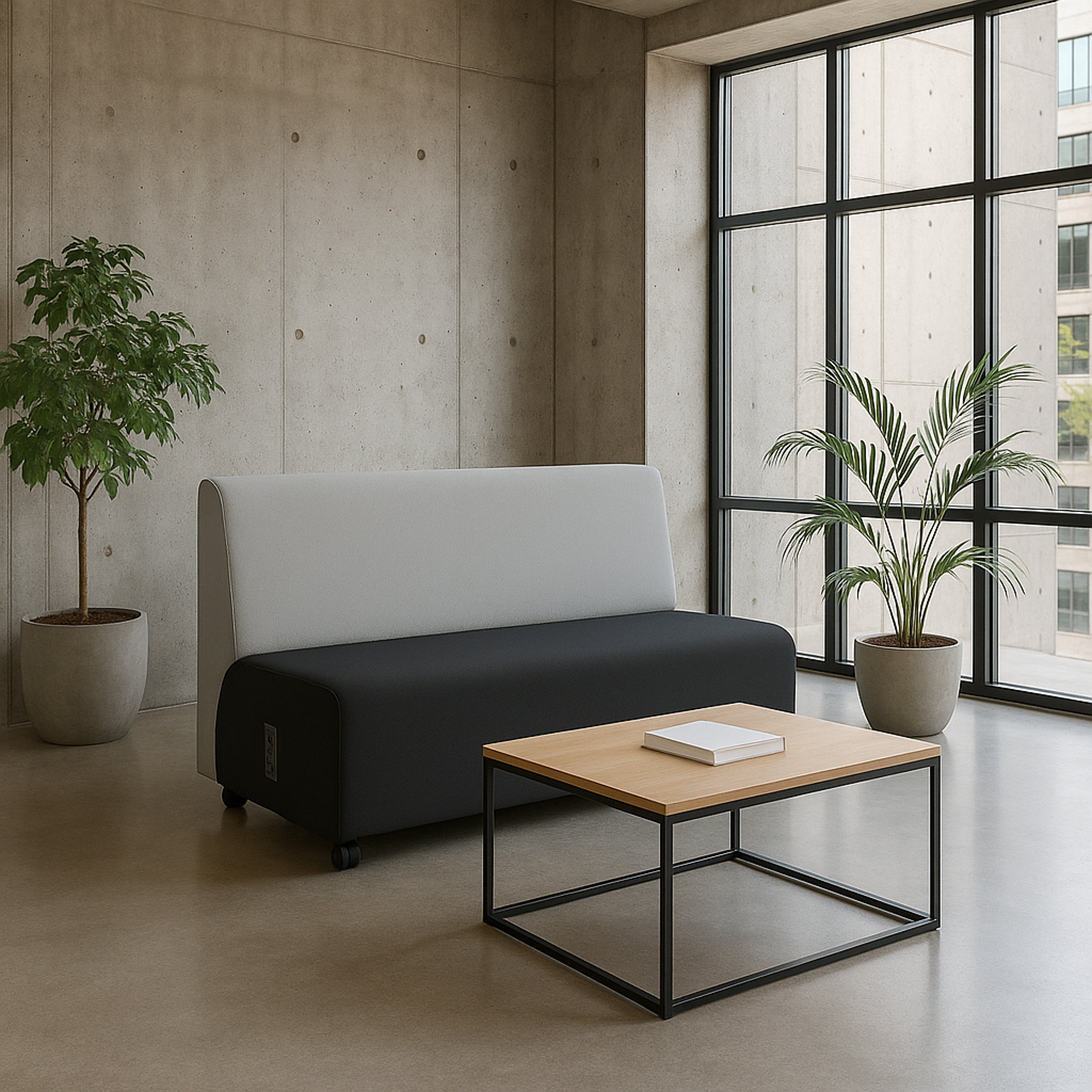 Pro Series Upholstered Armless Mobile Sofa with Tech Panel - Black/Gray