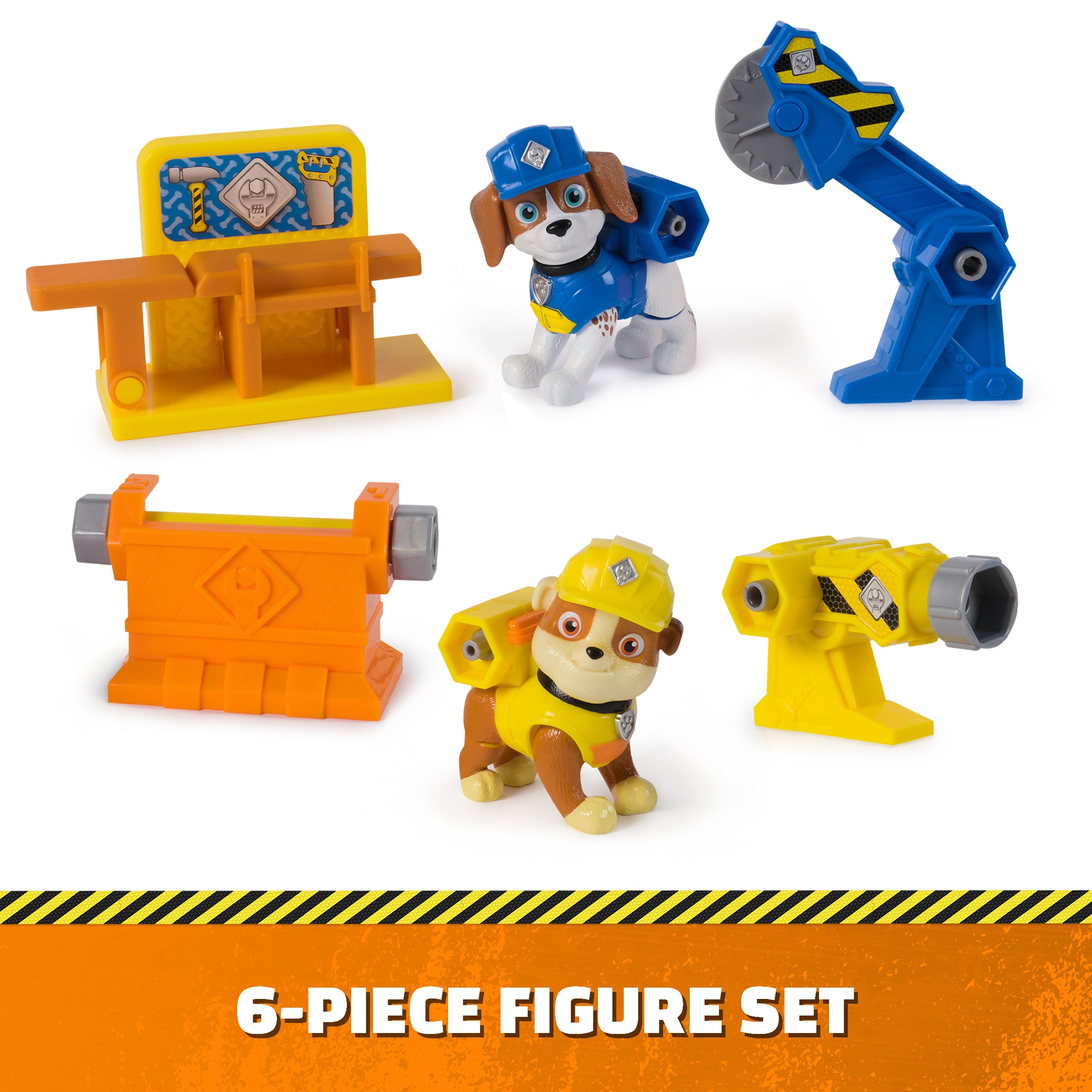 Rubble & Crew, Power Tool Pups, Rubble & Wheeler Toy Figures with 2 Construction Tools & 2 Building Accessories, Kids Toys for Boys & Girls Ages 3+
