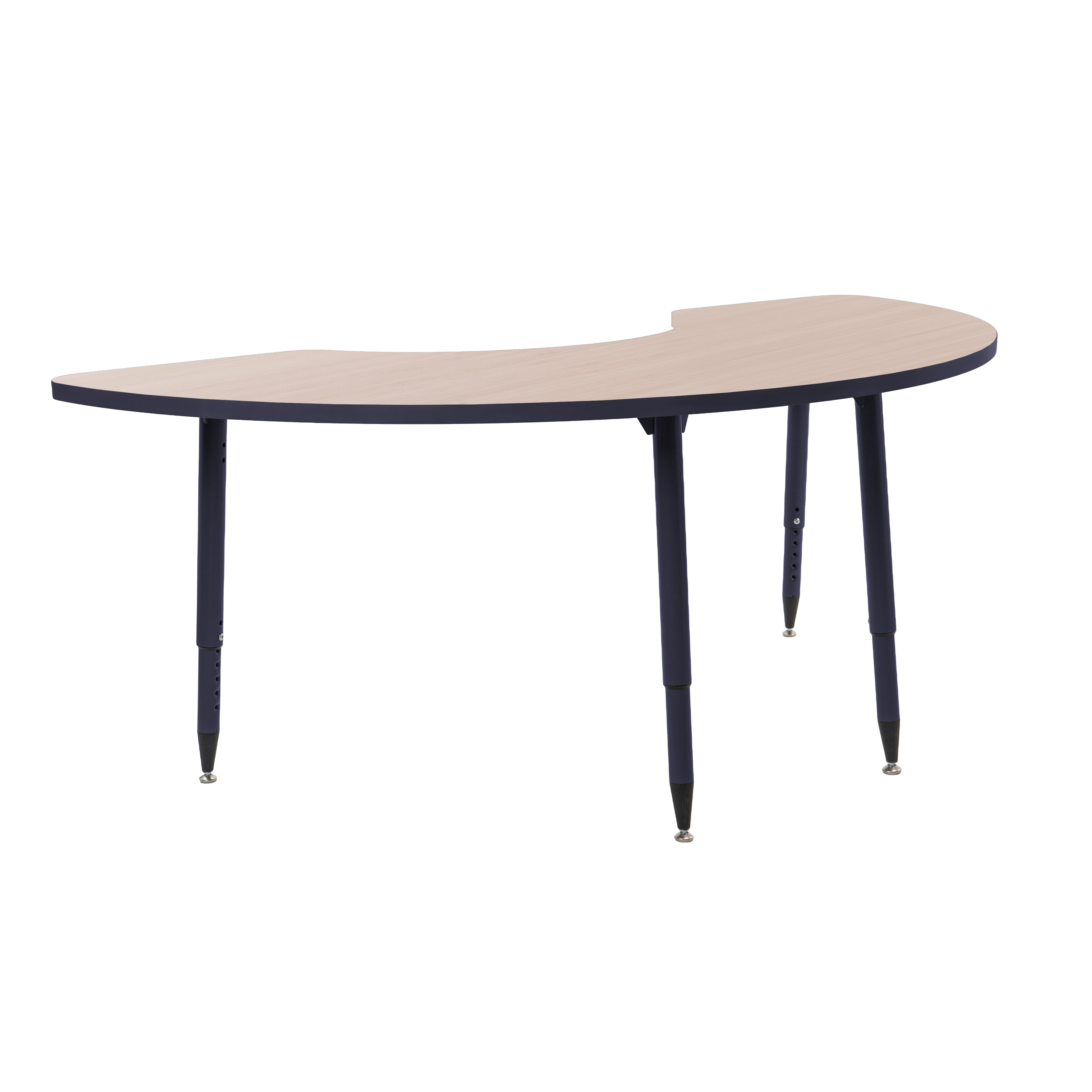 Adapte 36" x 72" Half Moon Thermofused Activity Table with Adjustable Tapered Legs - Asian Sand/Navy