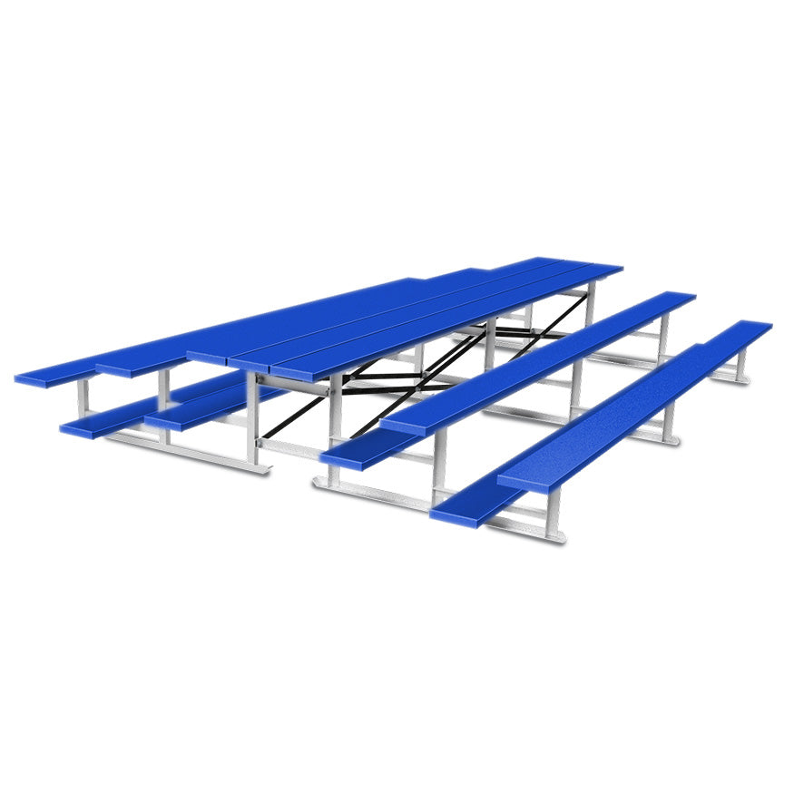 Bleacher - 15 ft. (3 Row - Single Foot Plank) - Back-To-Back - Powder Coat