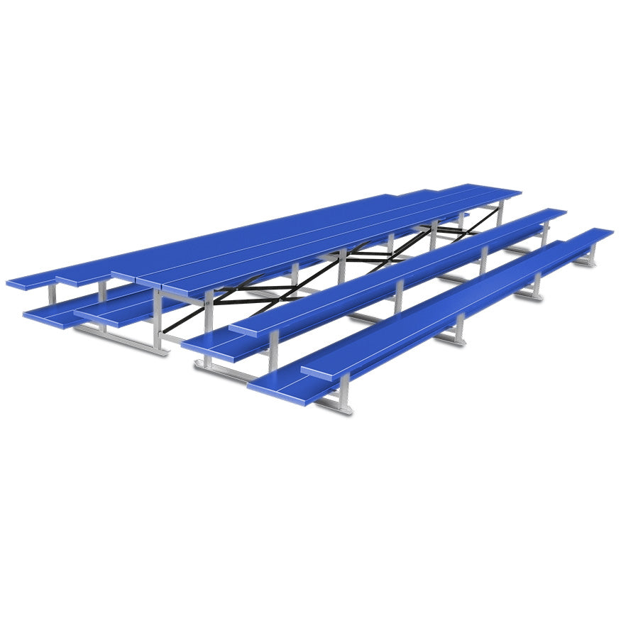 Bleacher - 21 ft. (3 Row - Double Foot Plank) - Back-To-Back - Powder Coat