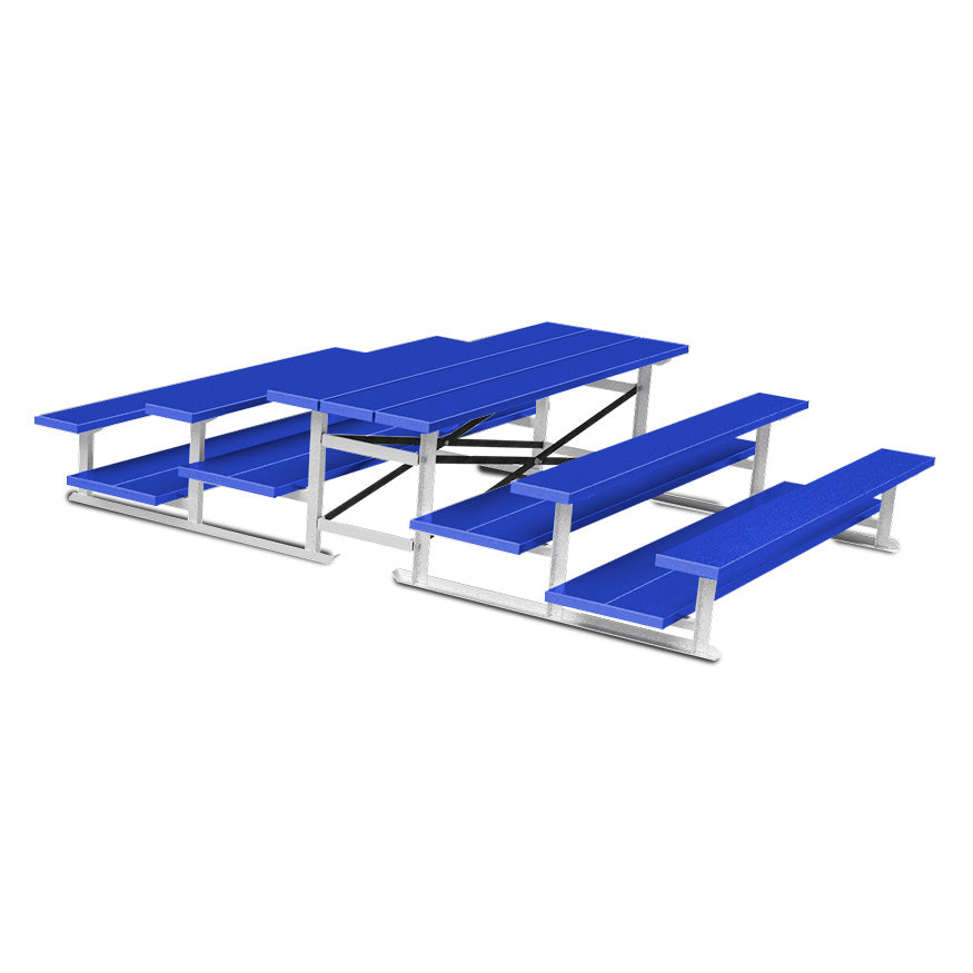 Bleacher - 7-1/2 ft. (3 Row - Double Foot Plank) - Back-To-Back - Powder Coat