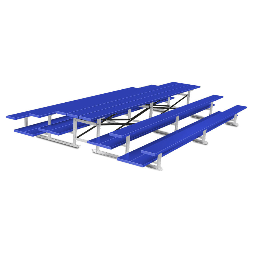 Bleacher - 15 ft. (3 Row - Double Foot Plank) - Back-To-Back - Powder Coat