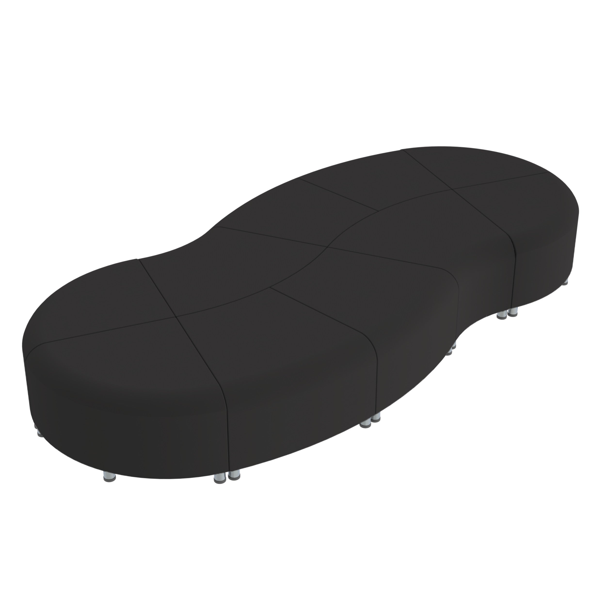 Pro Series Connect Curved Wave Backless Seating, 10-Piece Set - Black