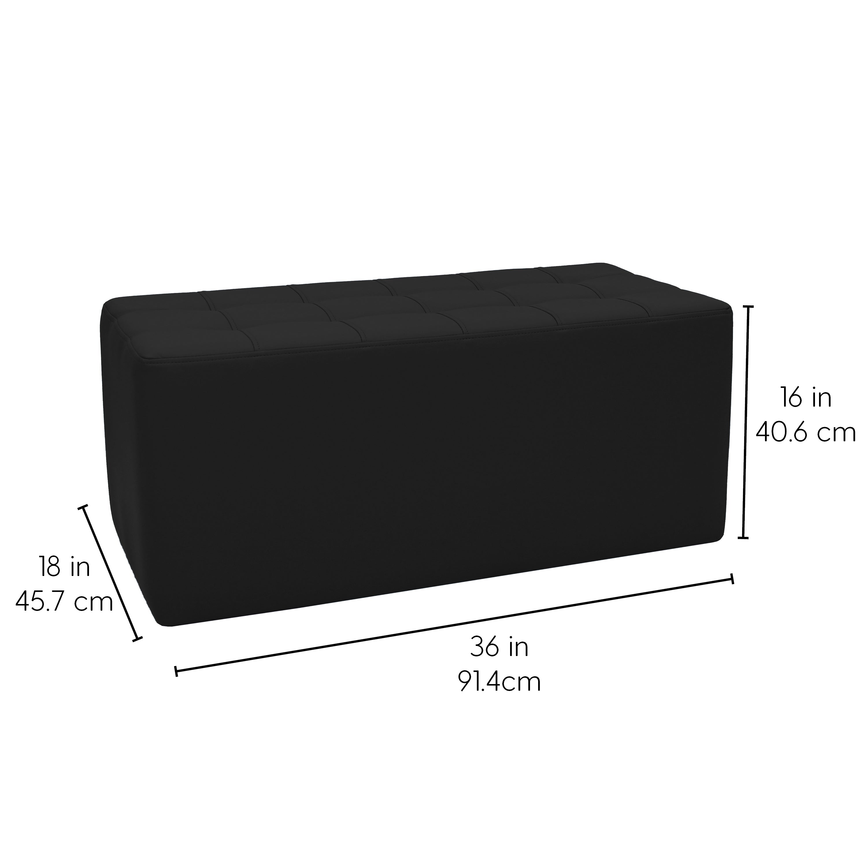 Tufted Rectangle Ottoman 16" Height - Black